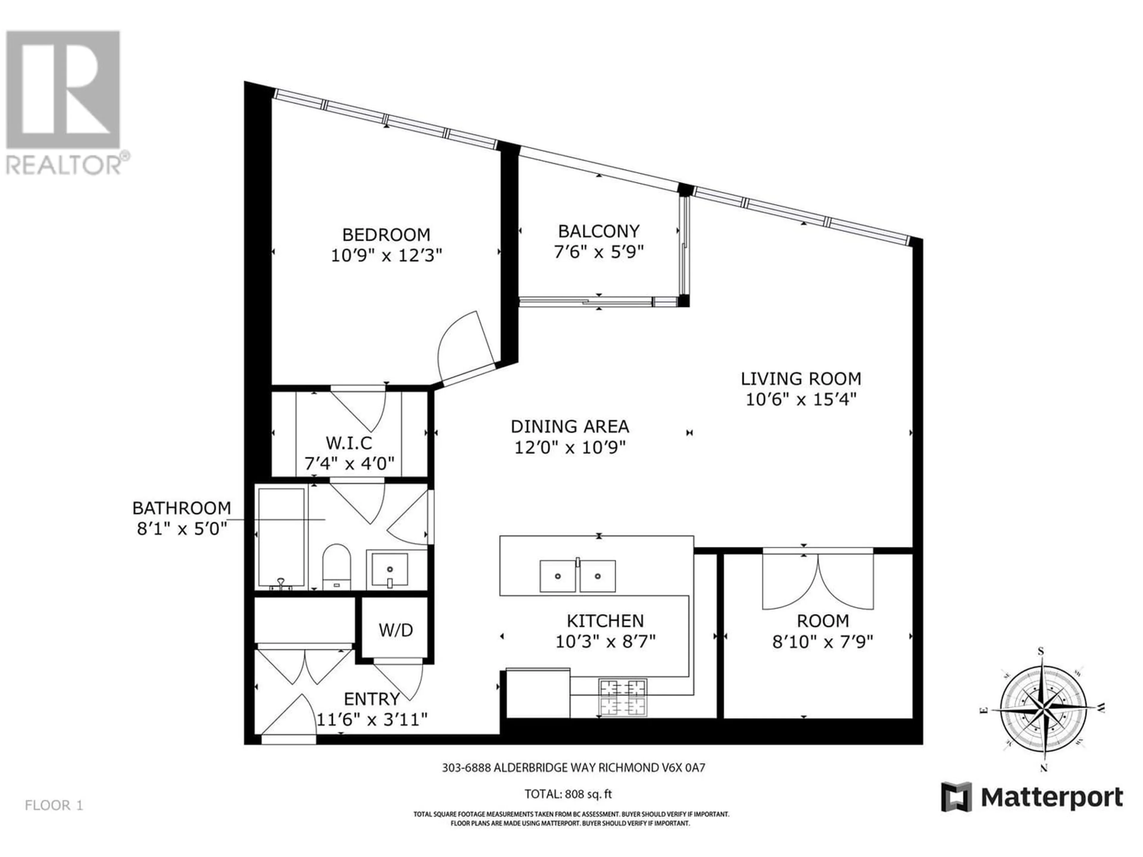 Floor plan for 303 6888 ALDERBRIDGE WAY, Richmond British Columbia V6X0A7