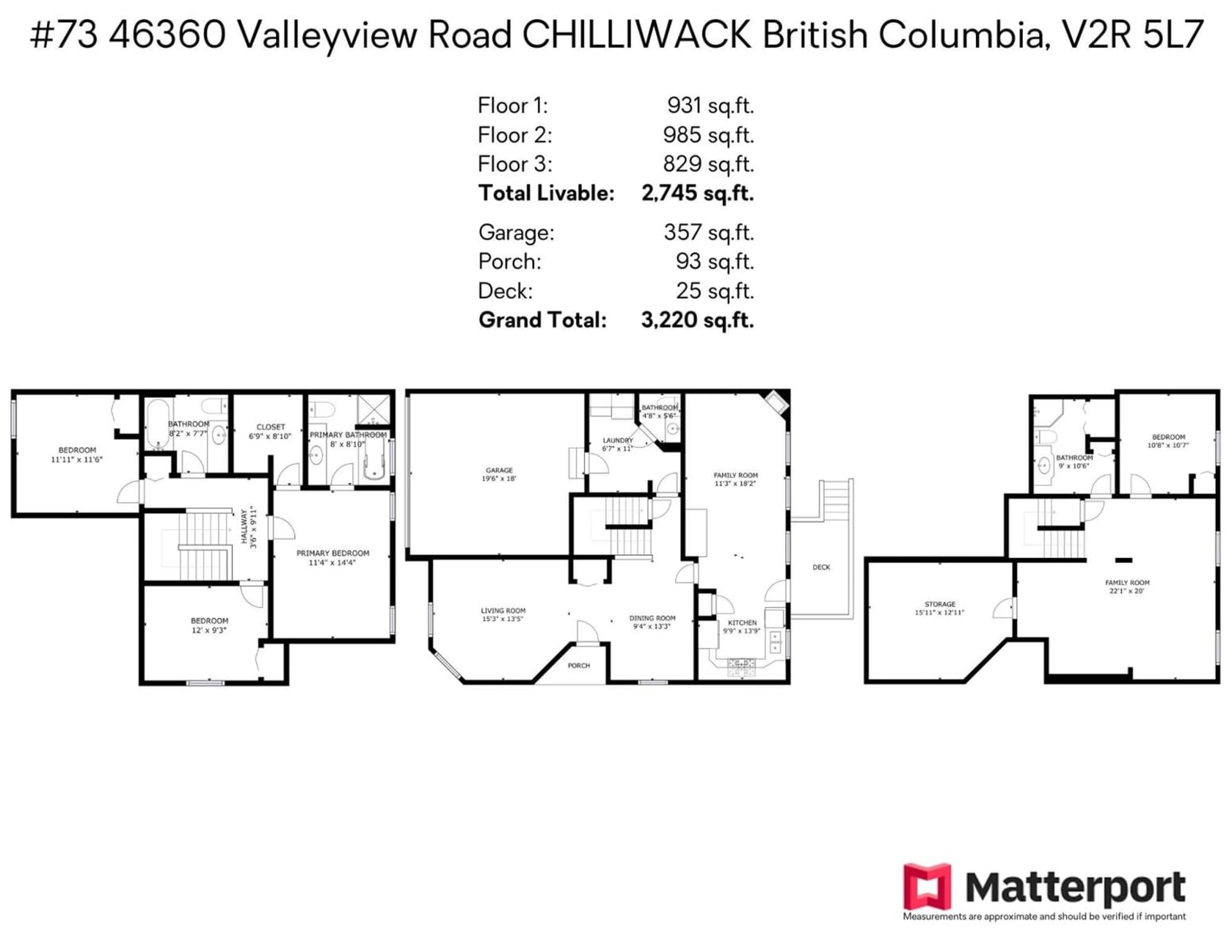 Floor plan for 73 46360 VALLEYVIEW ROAD, Chilliwack British Columbia V2R5L7