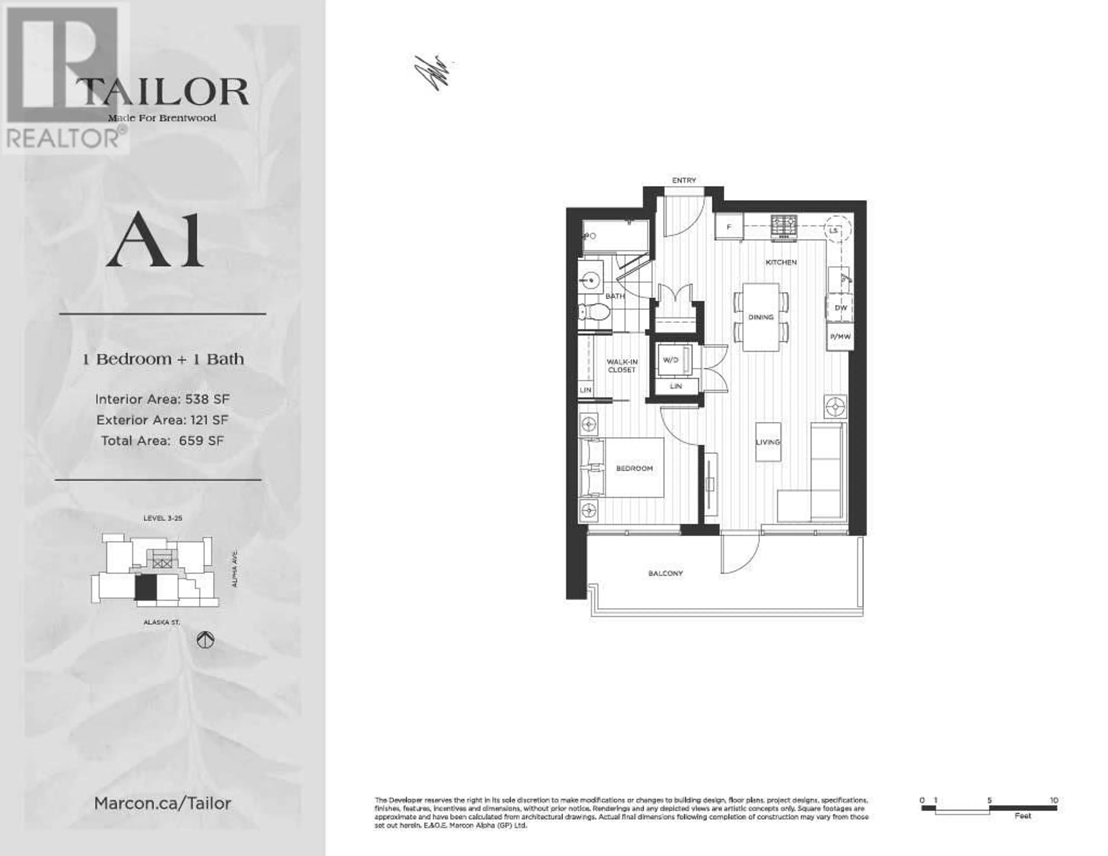 Floor plan for 605 2425 ALPHA AVENUE, Burnaby British Columbia V5C0K2