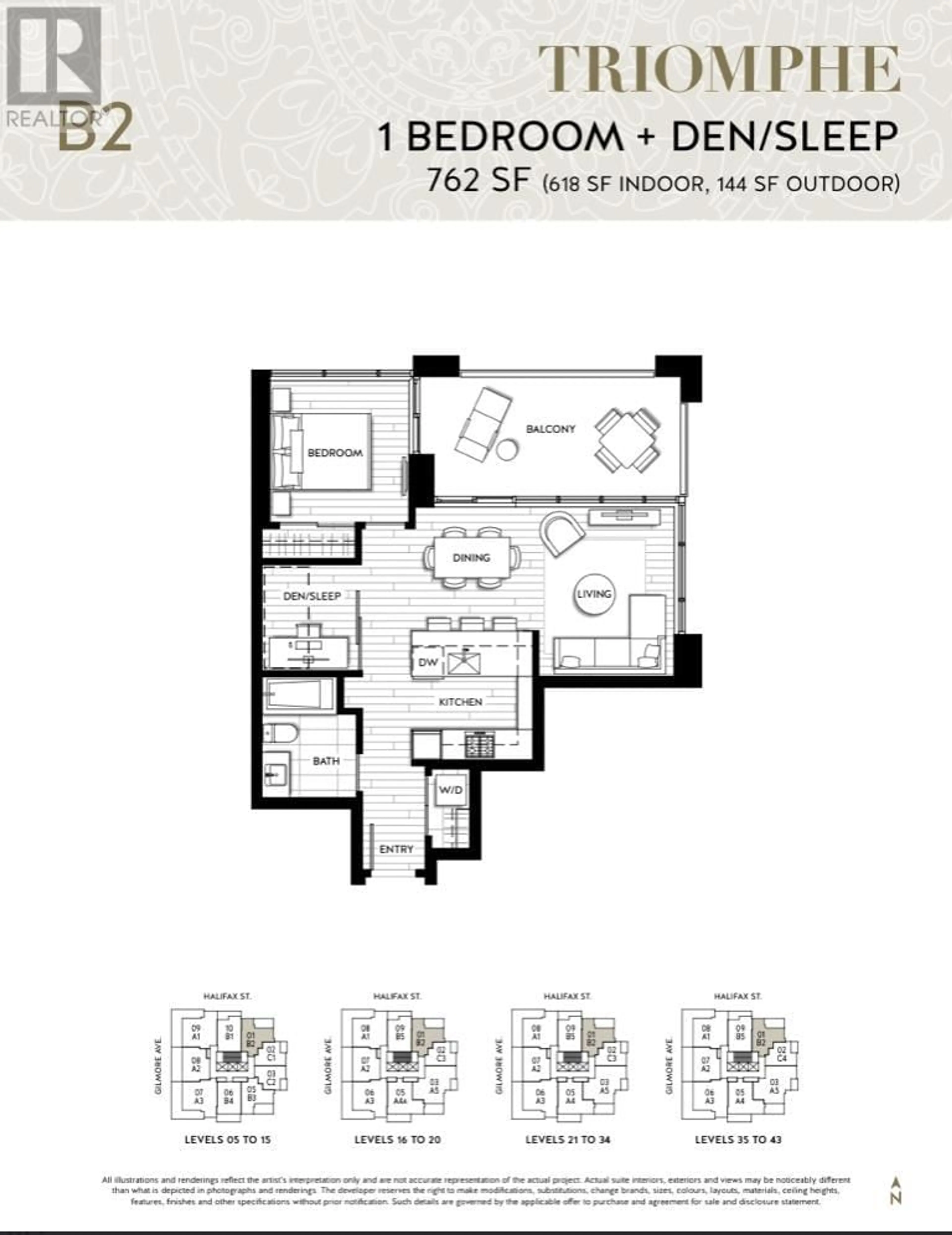 Floor plan for 3501 1888 GILMORE AVENUE, Burnaby British Columbia V5C0L2