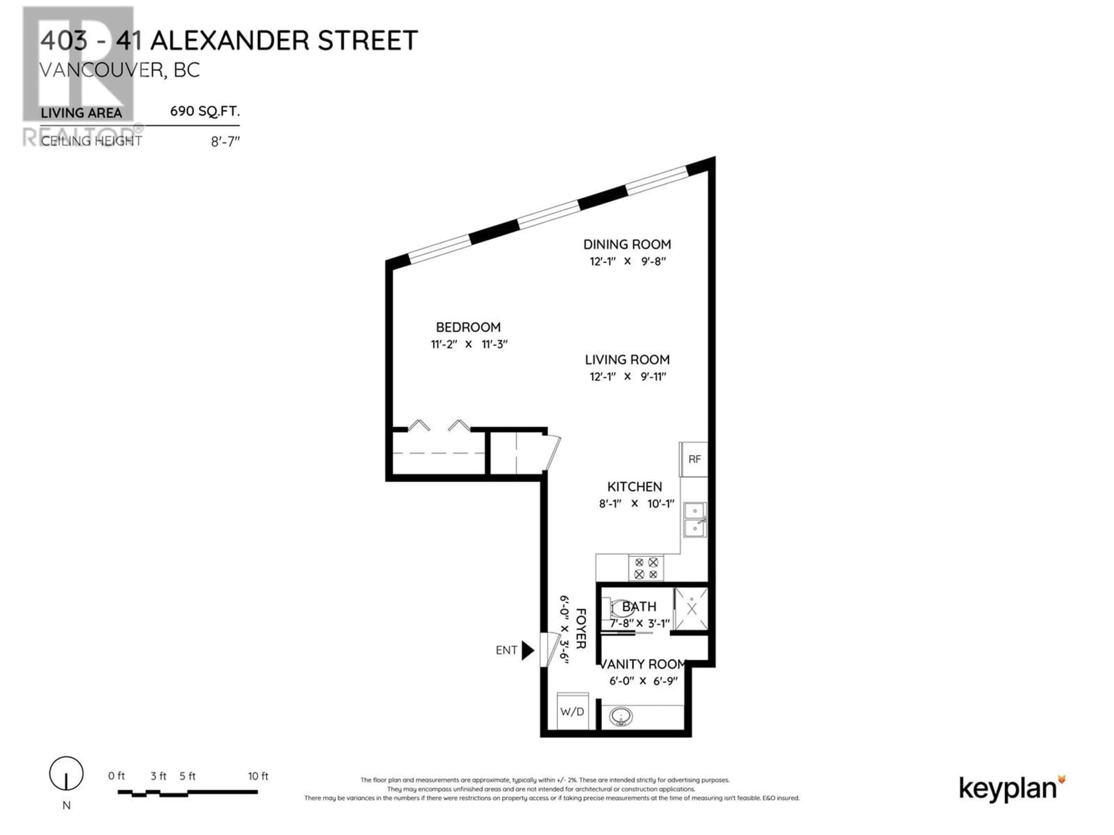 Floor plan for 403 41 ALEXANDER STREET, Vancouver British Columbia V6A1B2