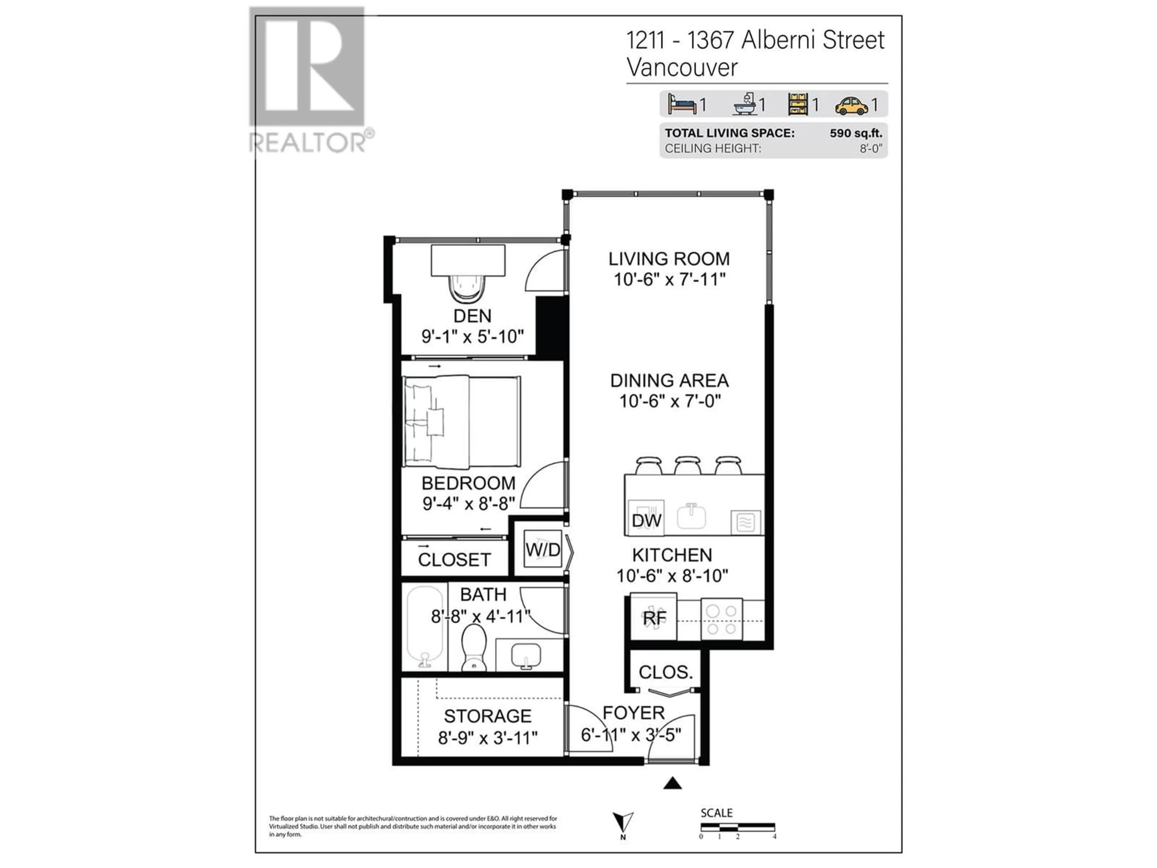 Floor plan for 1211 1367 ALBERNI STREET, Vancouver British Columbia V6E4R9