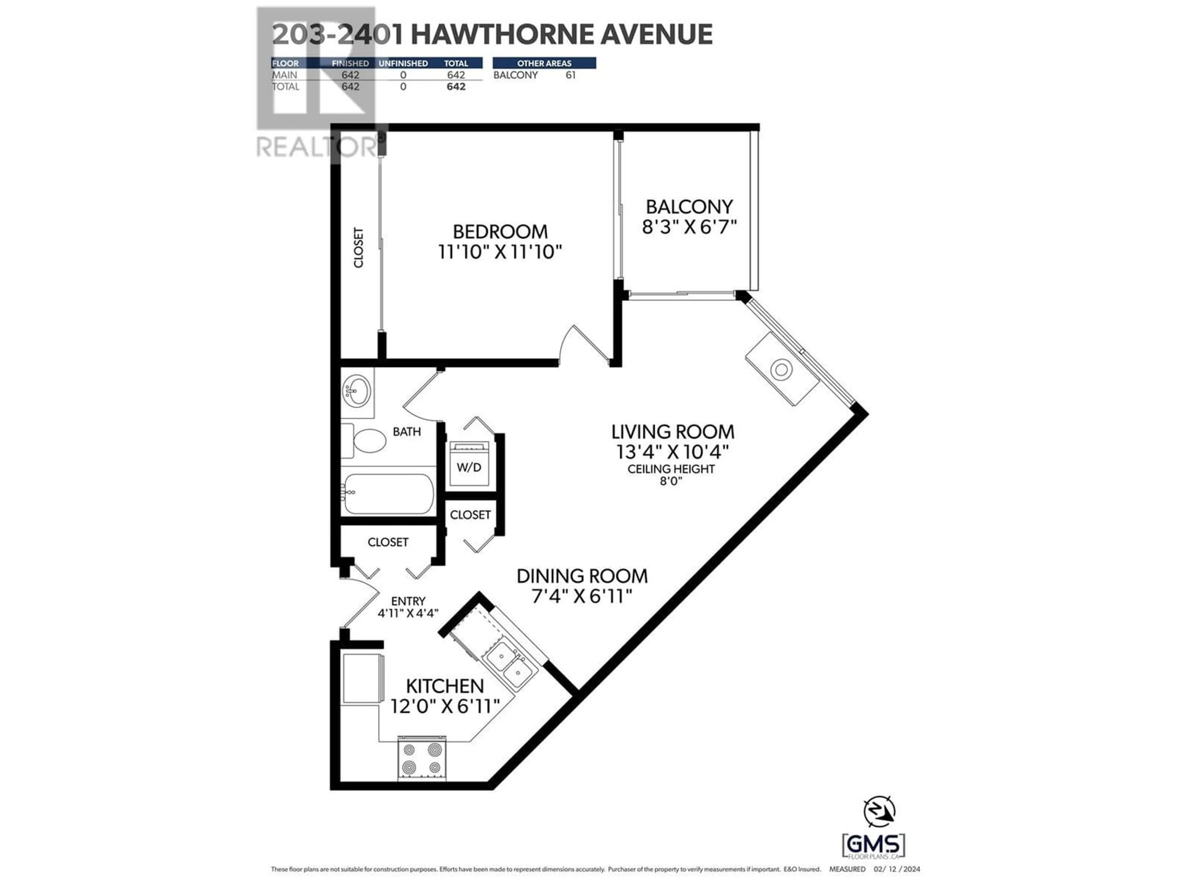 Floor plan for 203 2401 HAWTHORNE AVENUE, Port Coquitlam British Columbia V3C6E9