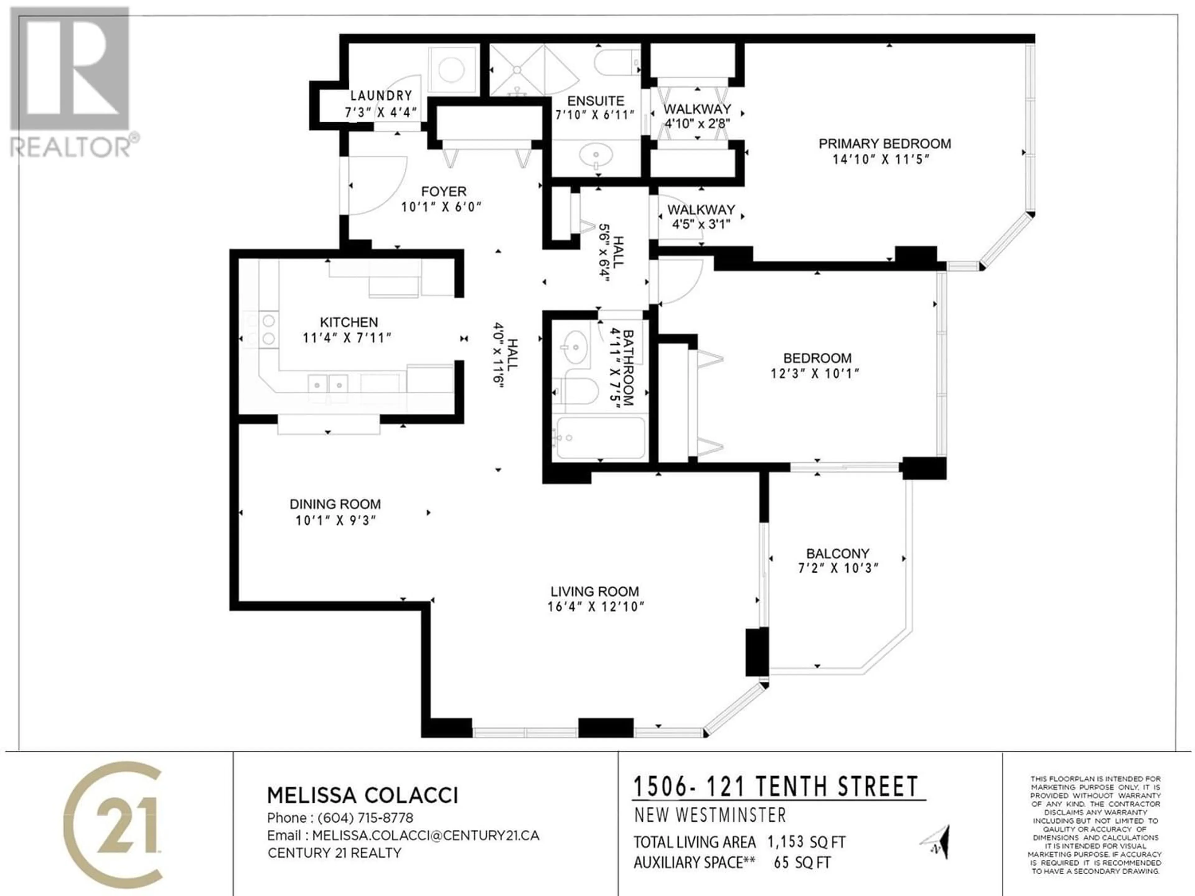 Floor plan for 1506 121 TENTH STREET, New Westminster British Columbia V3M3X7