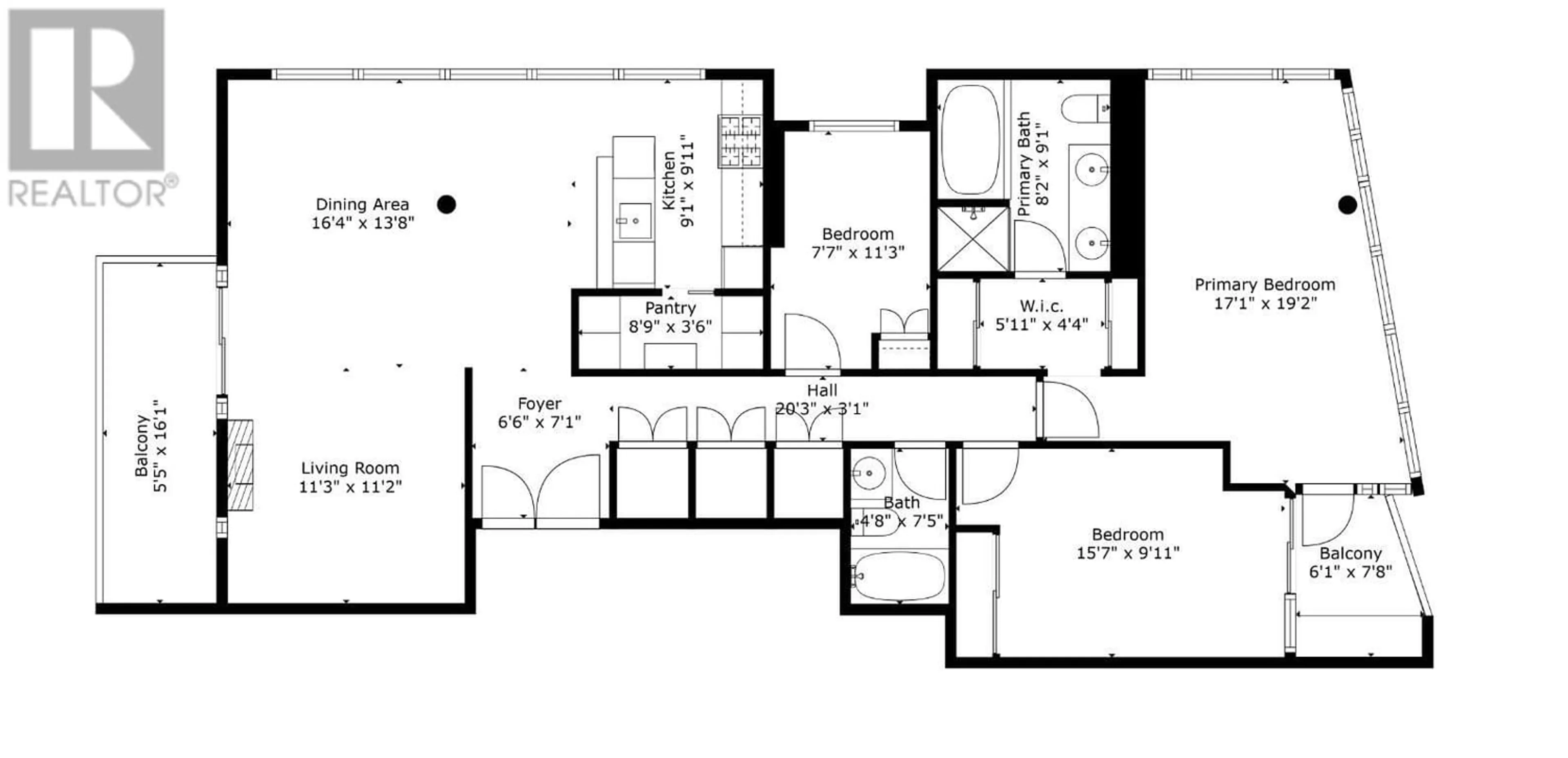 Floor plan for 3603 1495 RICHARDS STREET, Vancouver British Columbia V6Z3E3