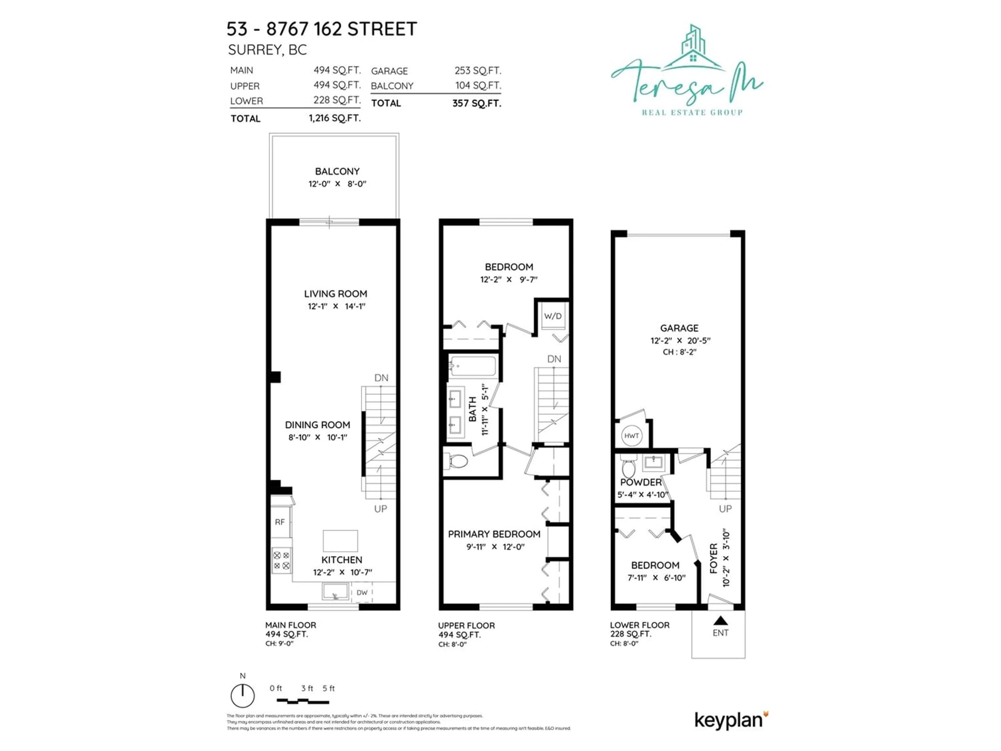 Floor plan for 53 8767 162 STREET, Surrey British Columbia V4N6K7