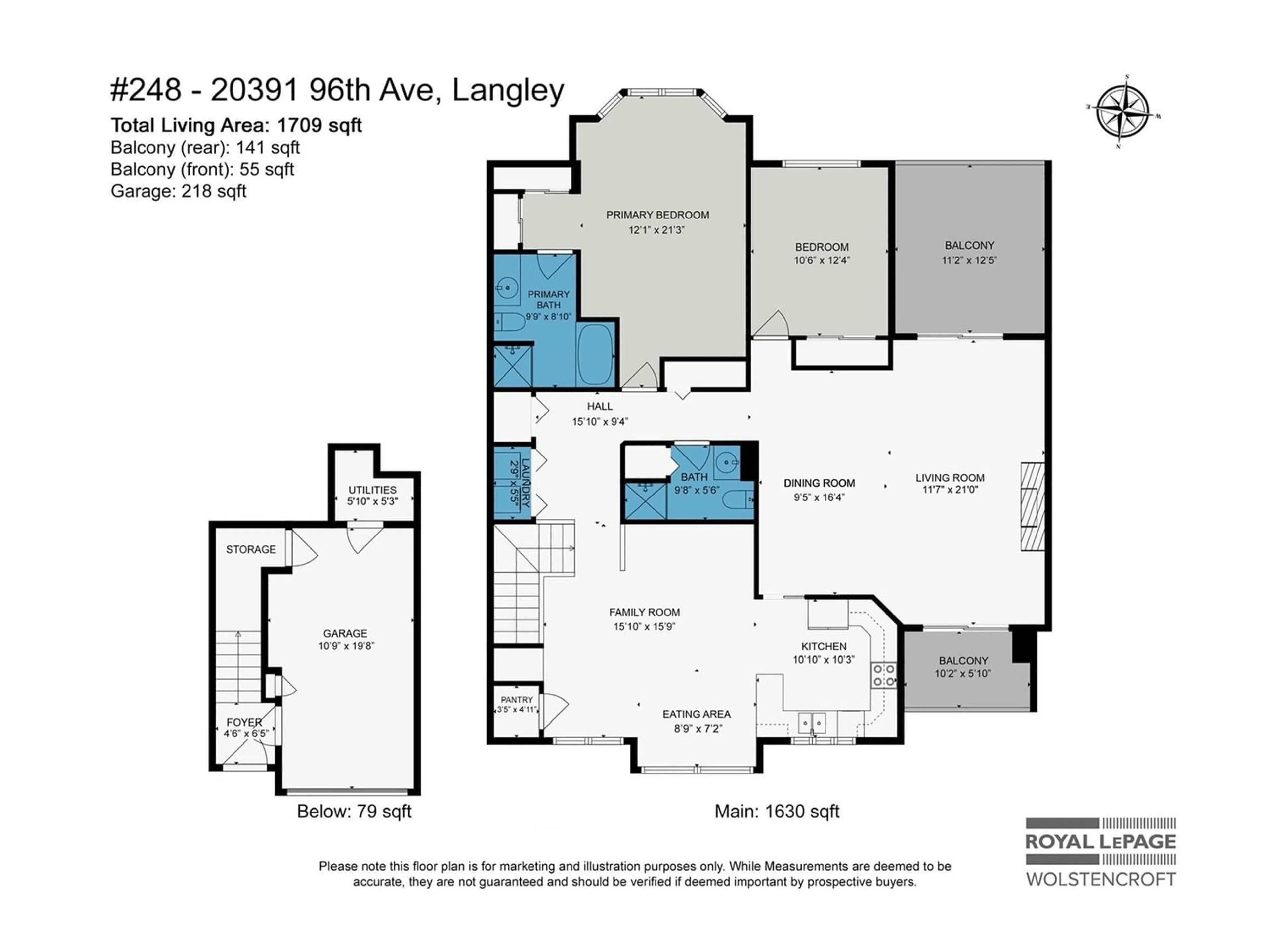 Floor plan for 248 20391 96 AVENUE, Langley British Columbia V1M0A7