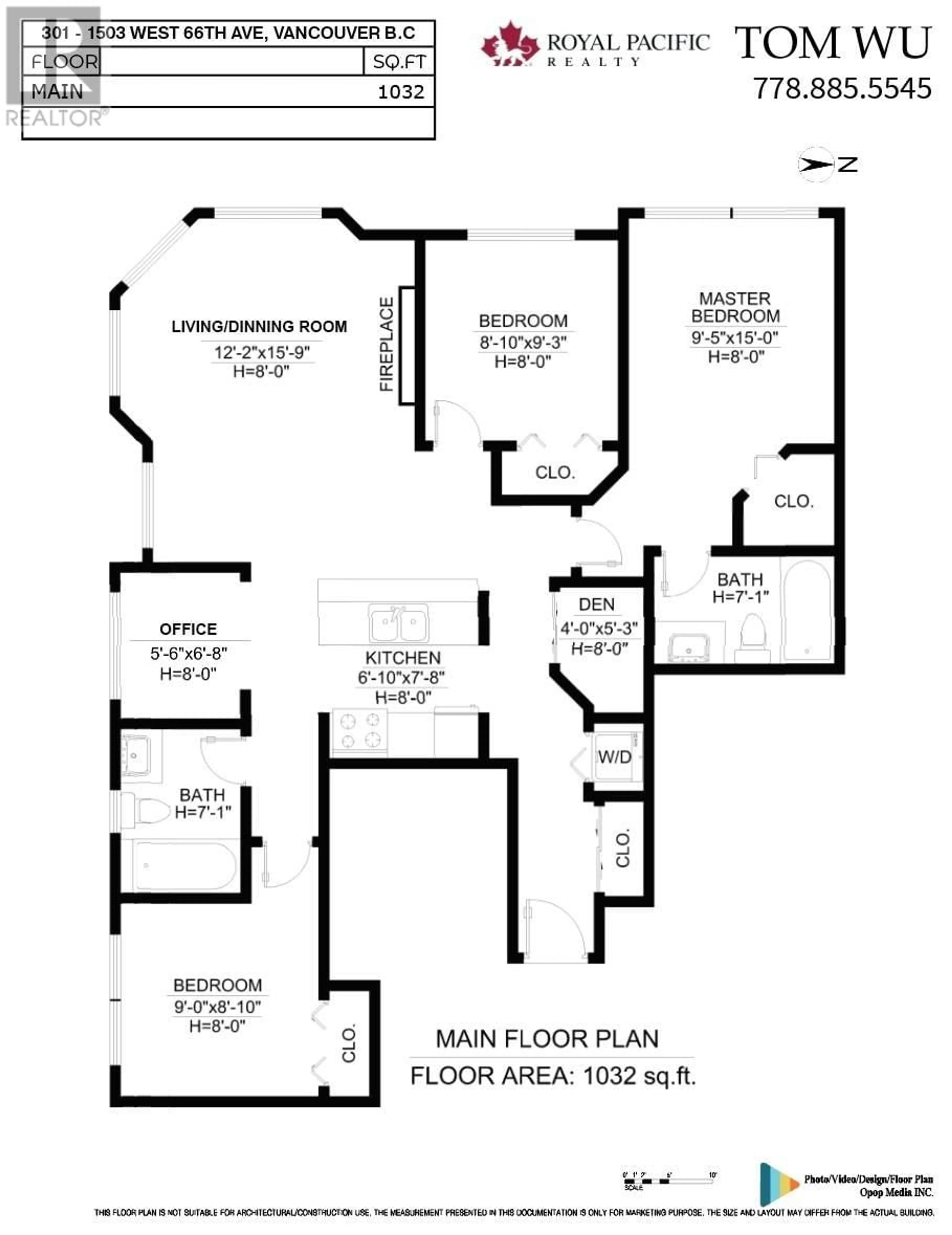 Floor plan for 301 1503 W 66TH AVENUE, Vancouver British Columbia V6P2R8