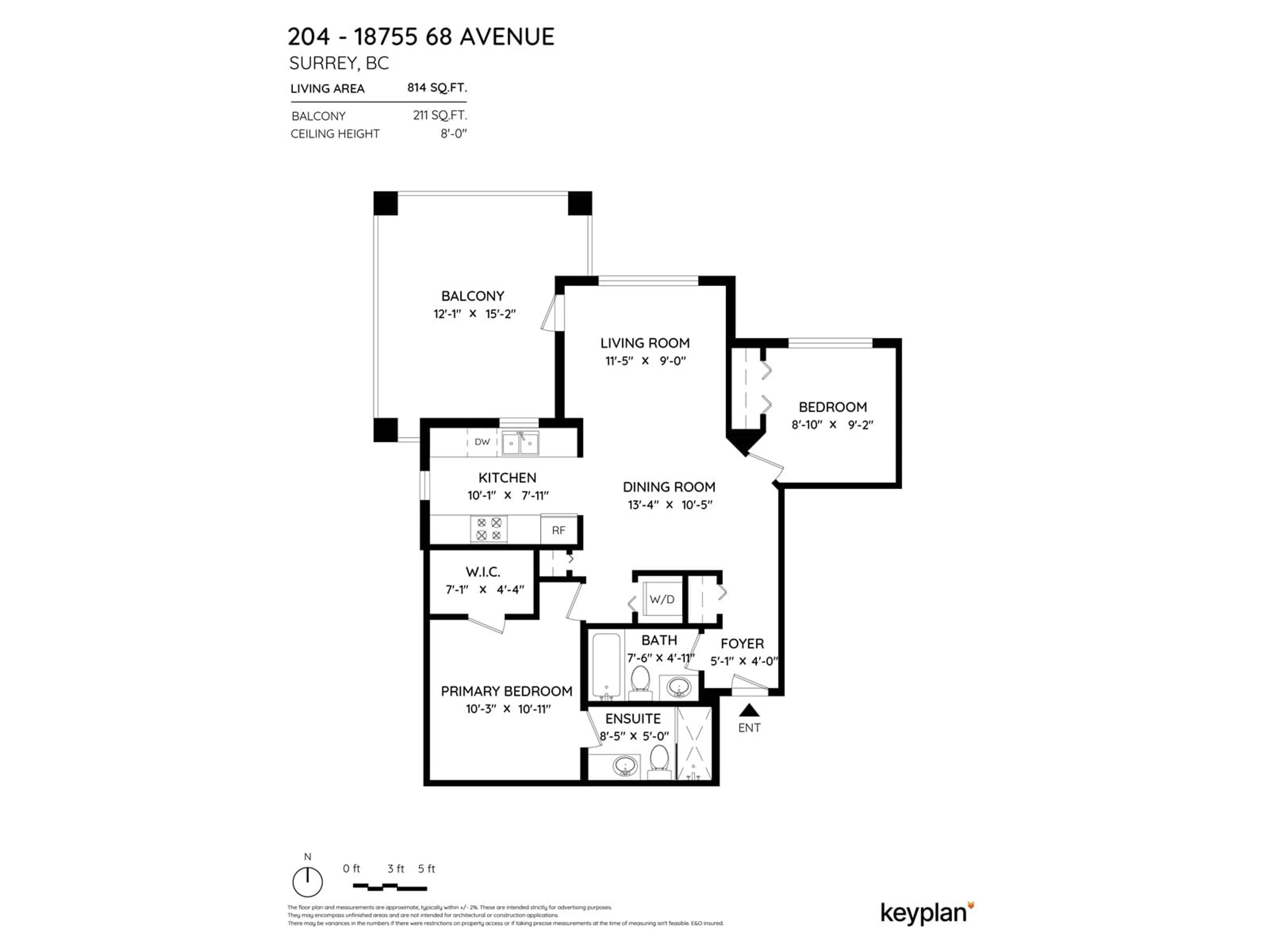 Floor plan for 204 - 18755 68, Surrey British Columbia V4N0Z9