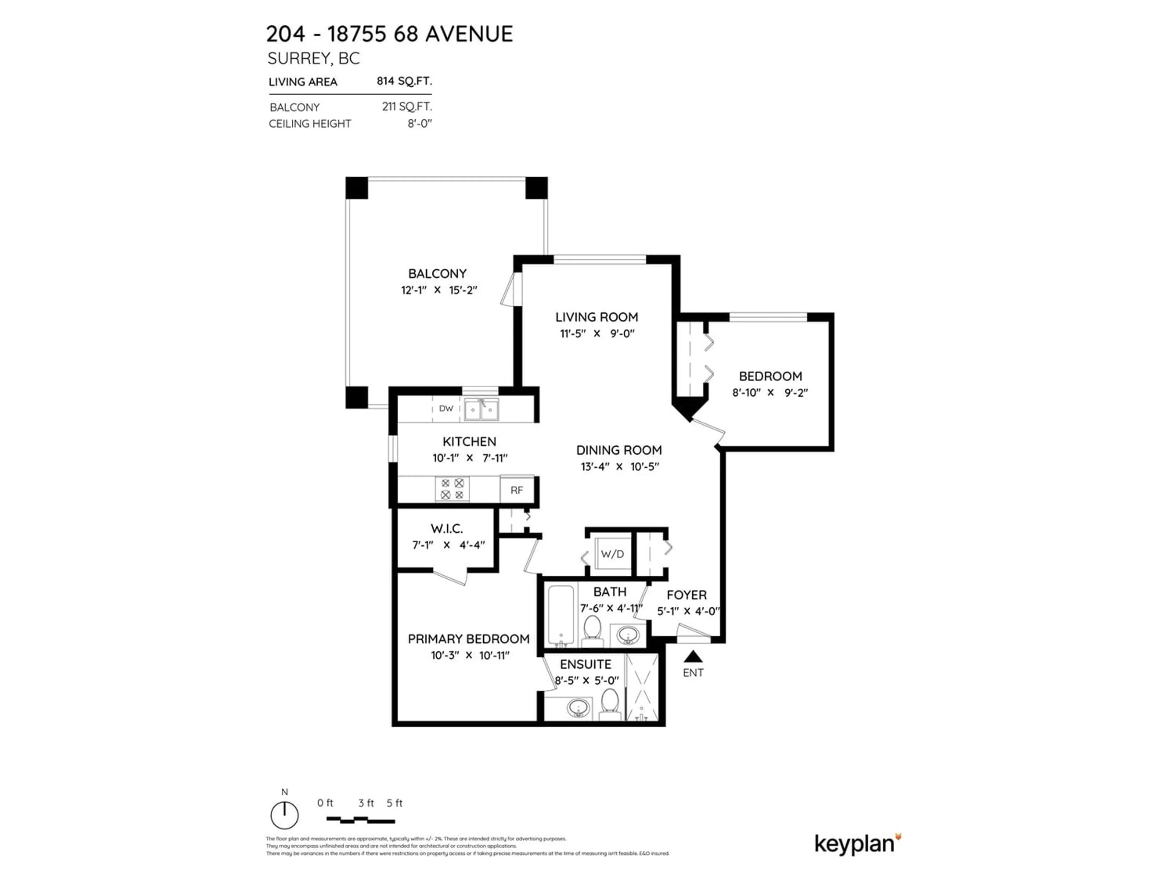 Floor plan for 204 18755 68 AVENUE, Surrey British Columbia V4N0Z9