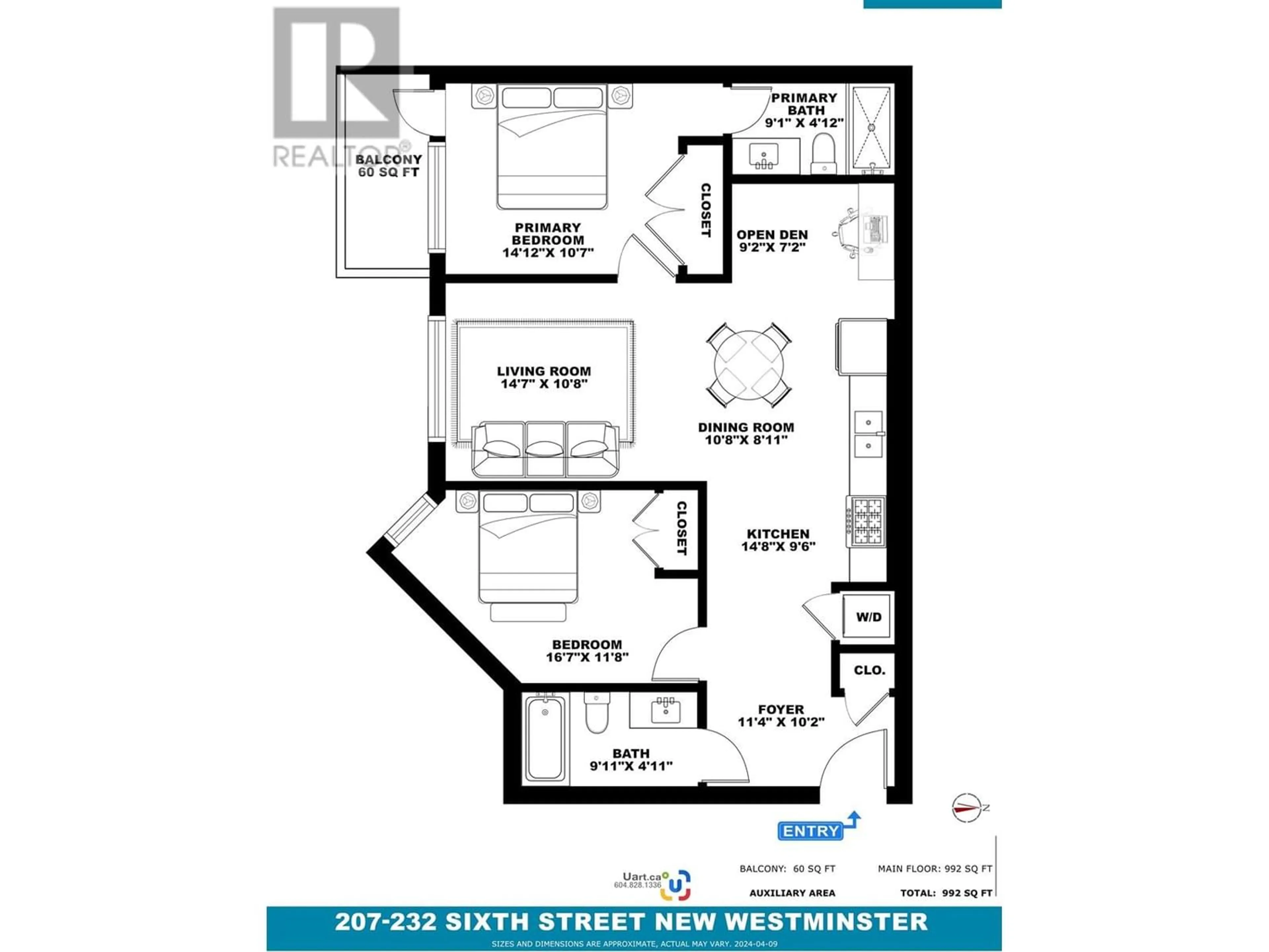 Floor plan for 207 232 SIXTH STREET, New Westminster British Columbia V3L3A4