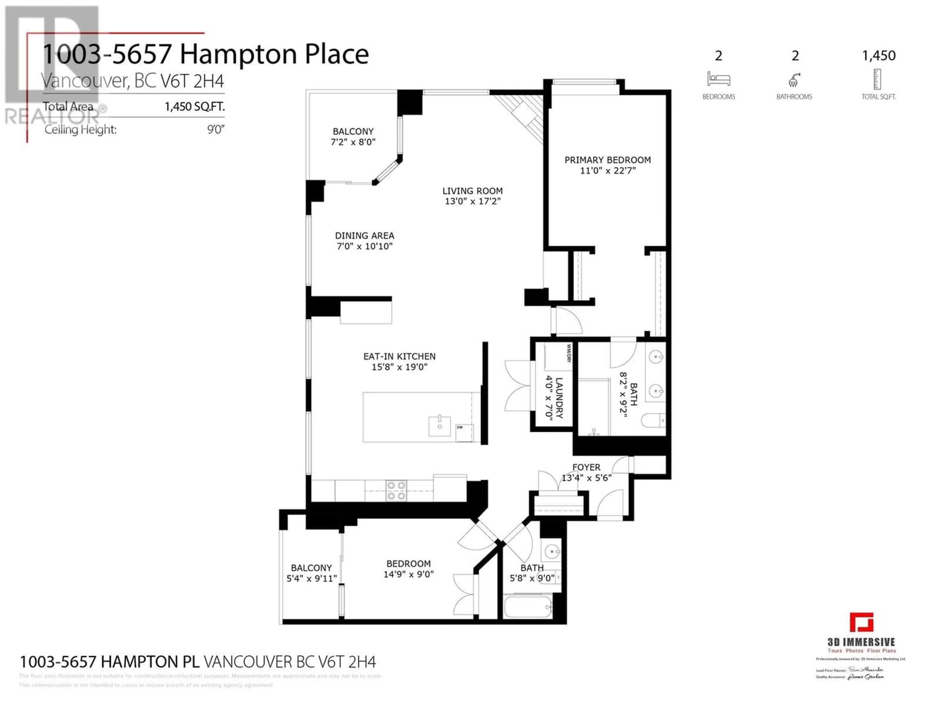 Floor plan for 1003 5657 HAMPTON PLACE, Vancouver British Columbia V6T2H4