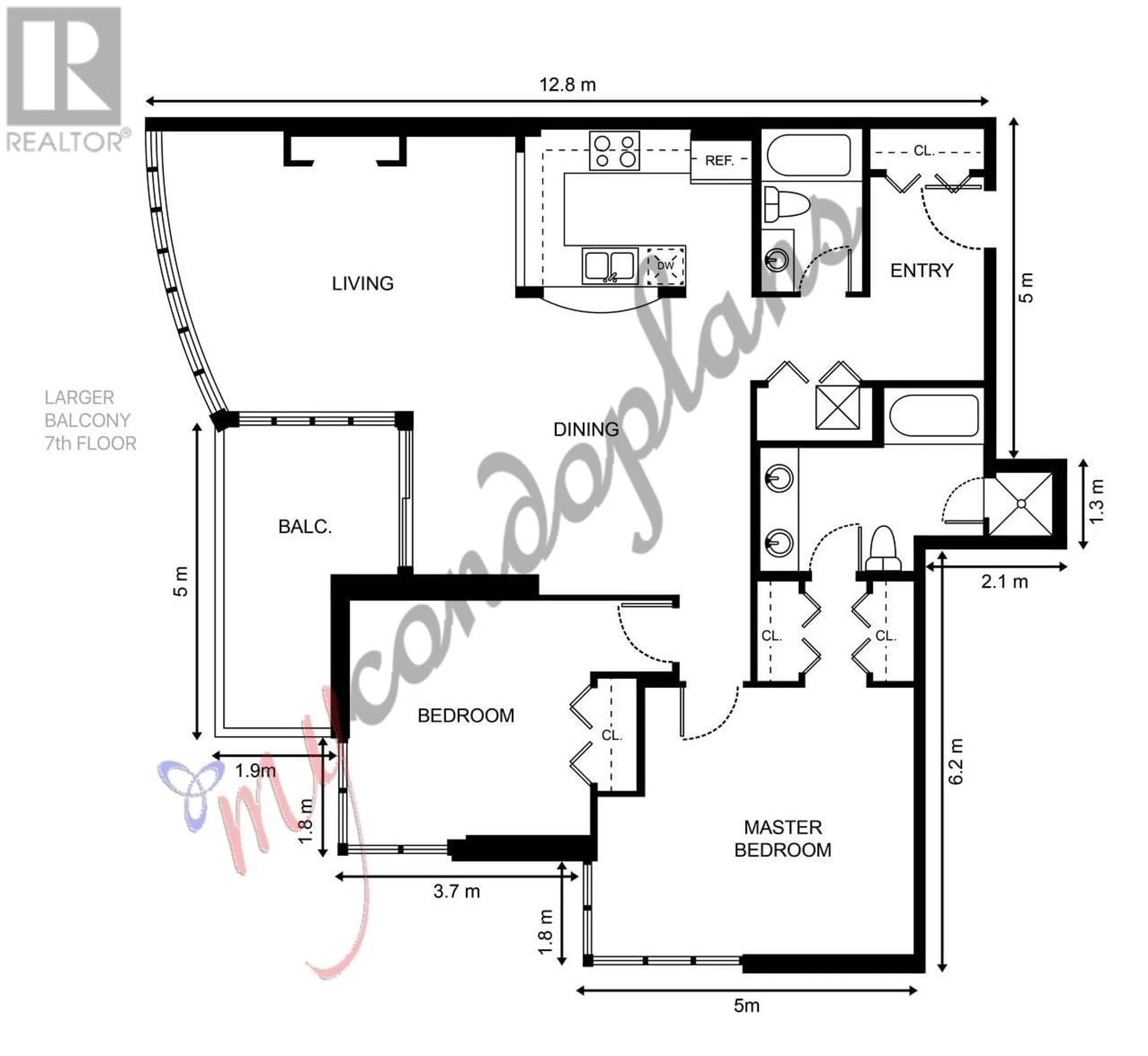 Floor plan for 1001 1188 QUEBEC STREET, Vancouver British Columbia V6A4B3