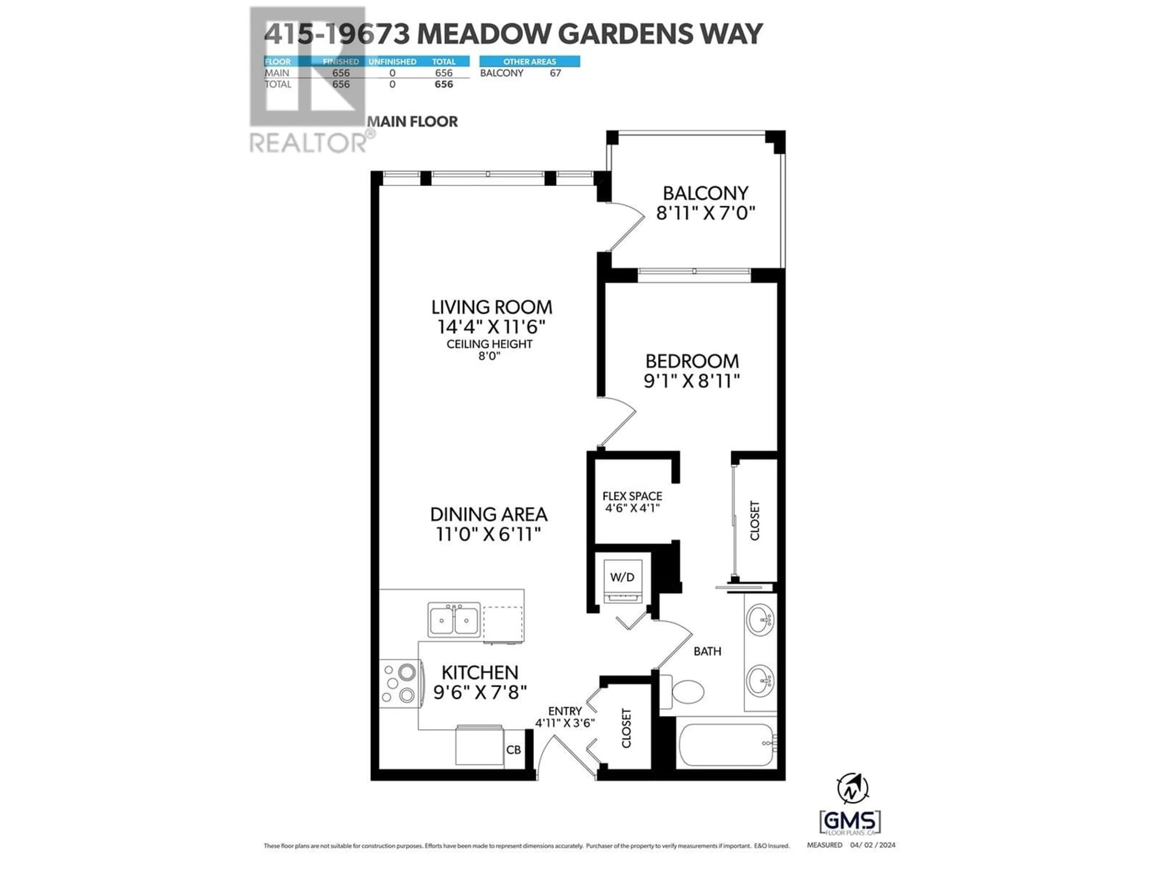 Floor plan for 415 19673 MEADOW GARDENS WAY, Pitt Meadows British Columbia V3Y0A1