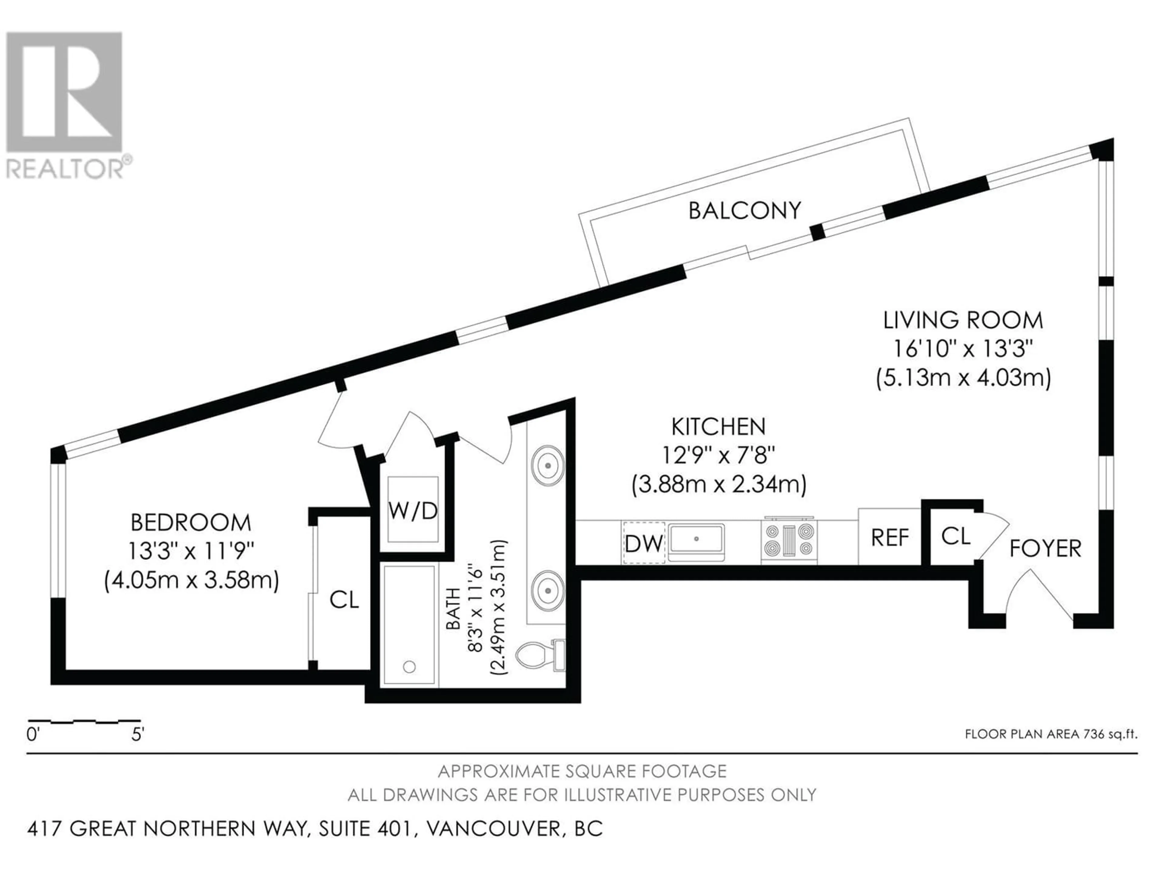 Floor plan for 401 417 GREAT NORTHERN WAY, Vancouver British Columbia V5T0G7