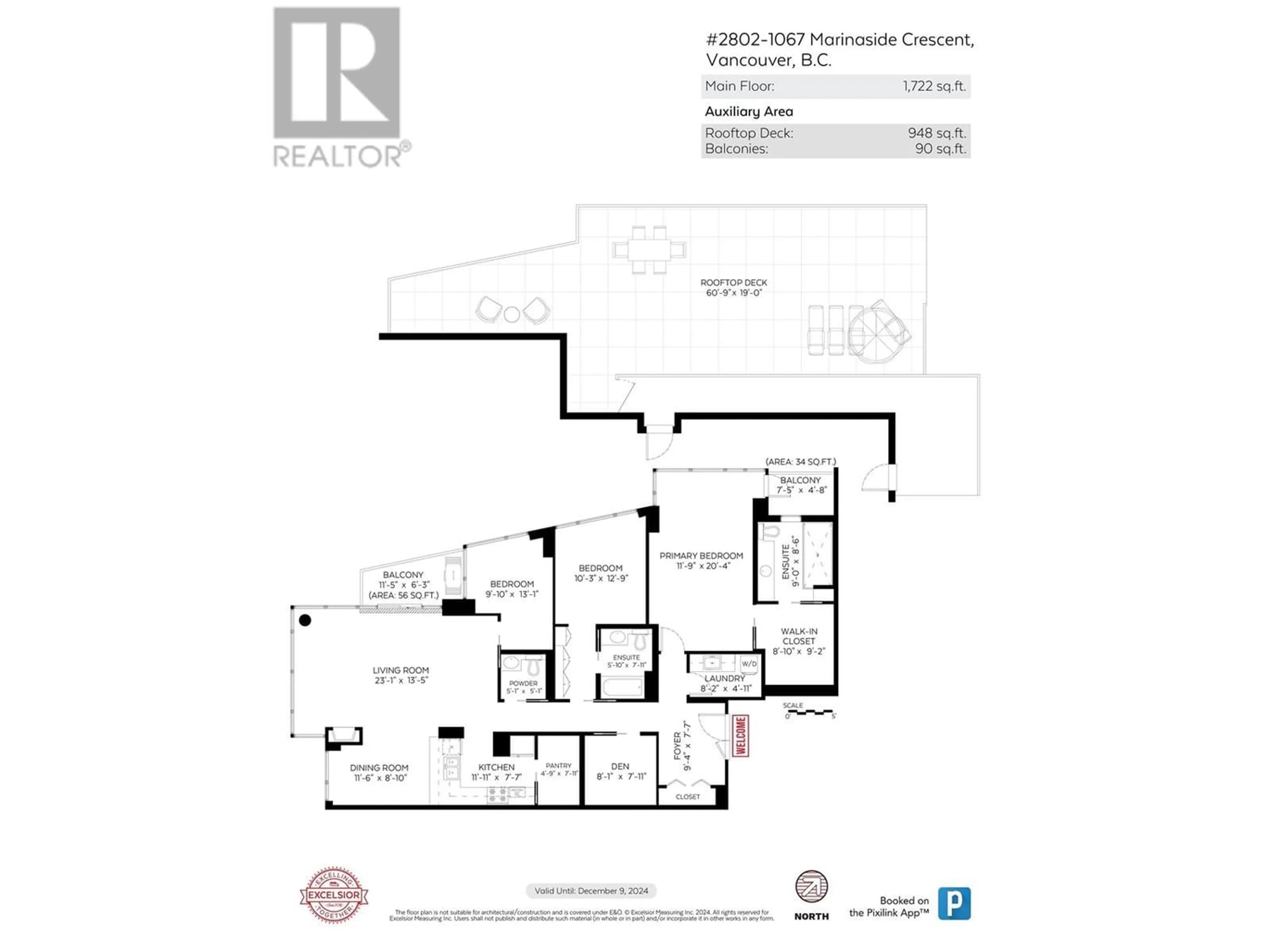 Floor plan for 2802 1067 MARINASIDE CRESCENT, Vancouver British Columbia V6Z3A4