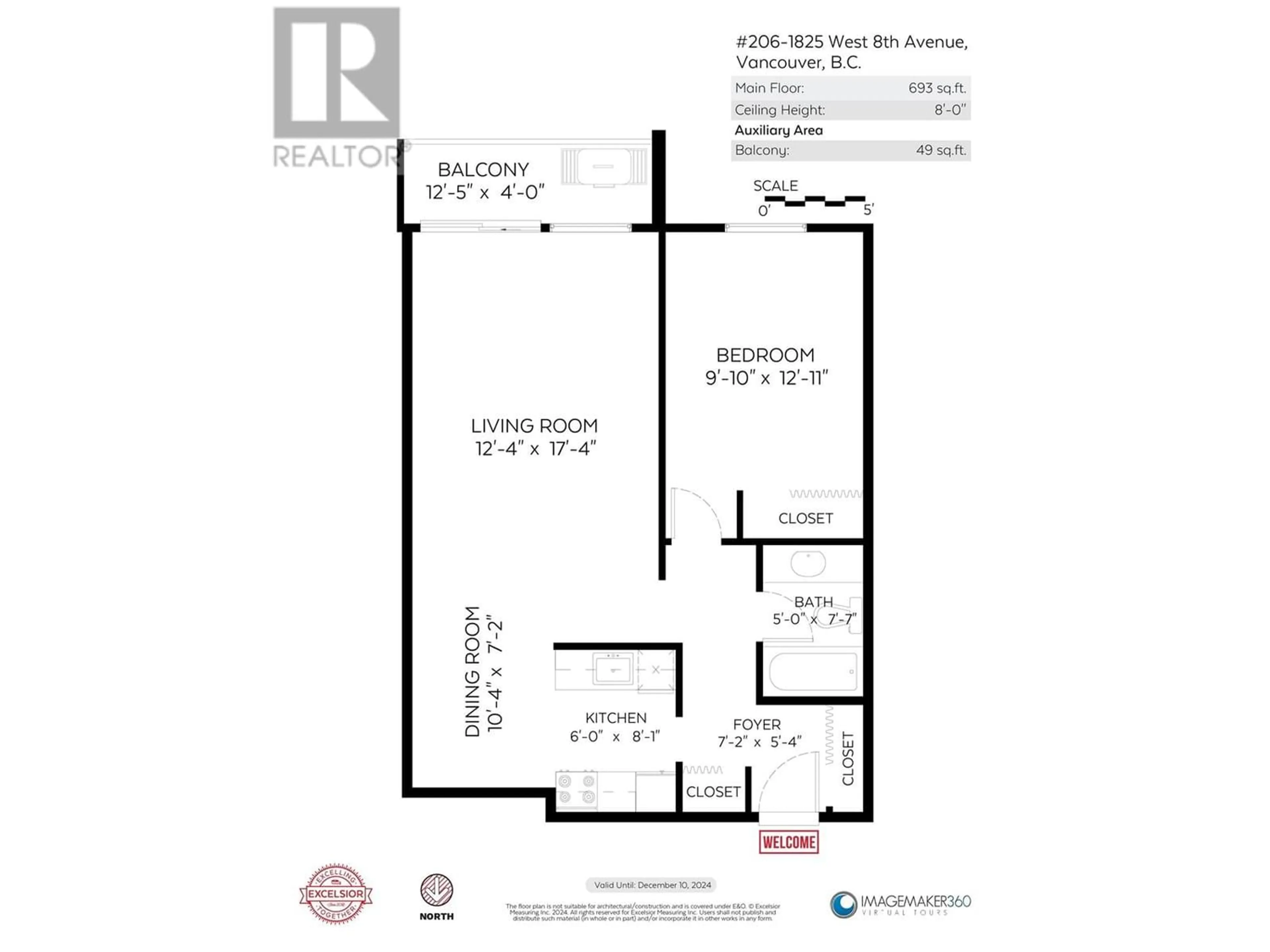 Floor plan for 206 1825 W 8TH AVENUE, Vancouver British Columbia V6J1V9