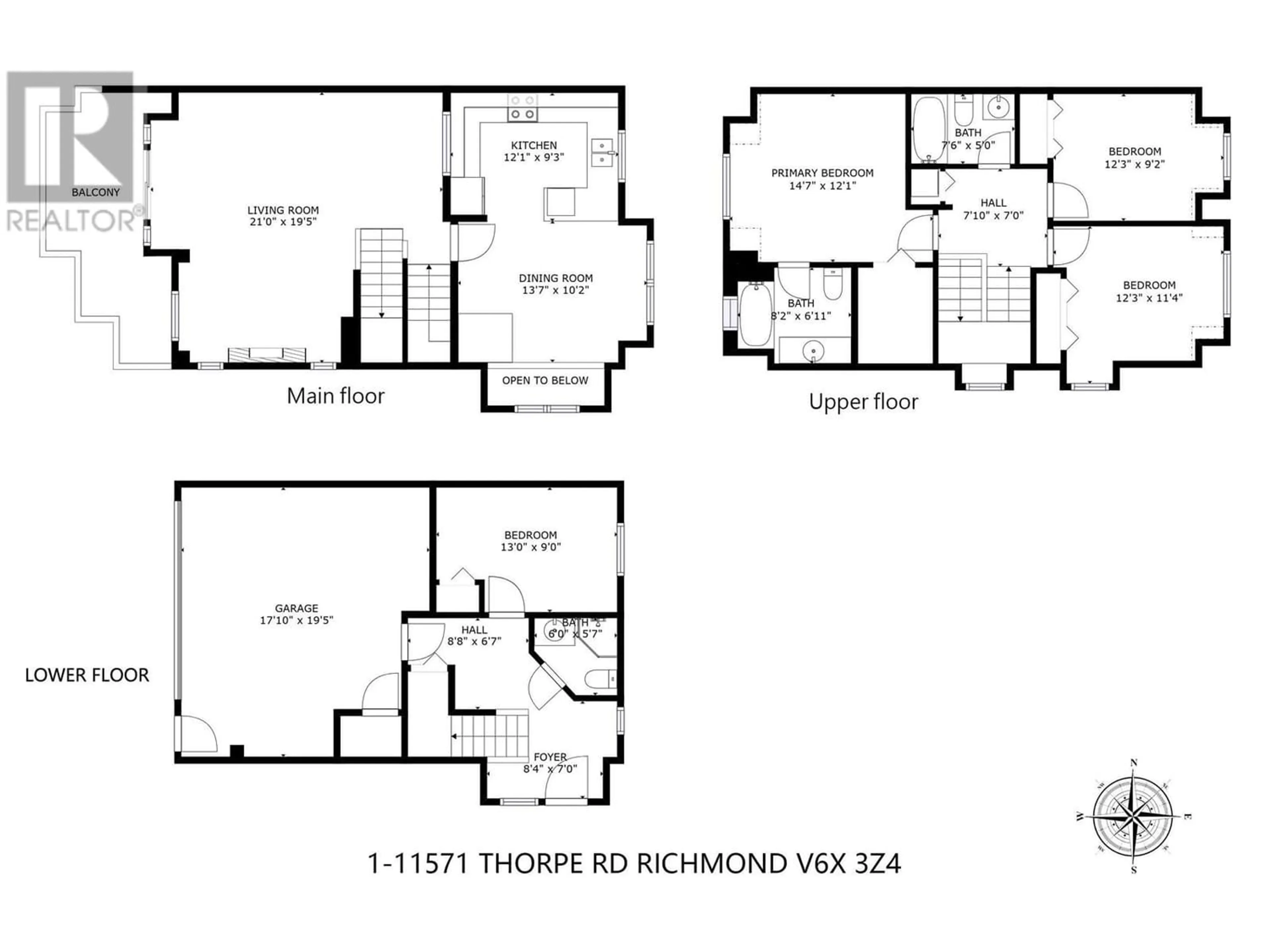 Floor plan for 1 11571 THORPE ROAD, Richmond British Columbia V6X3Z4