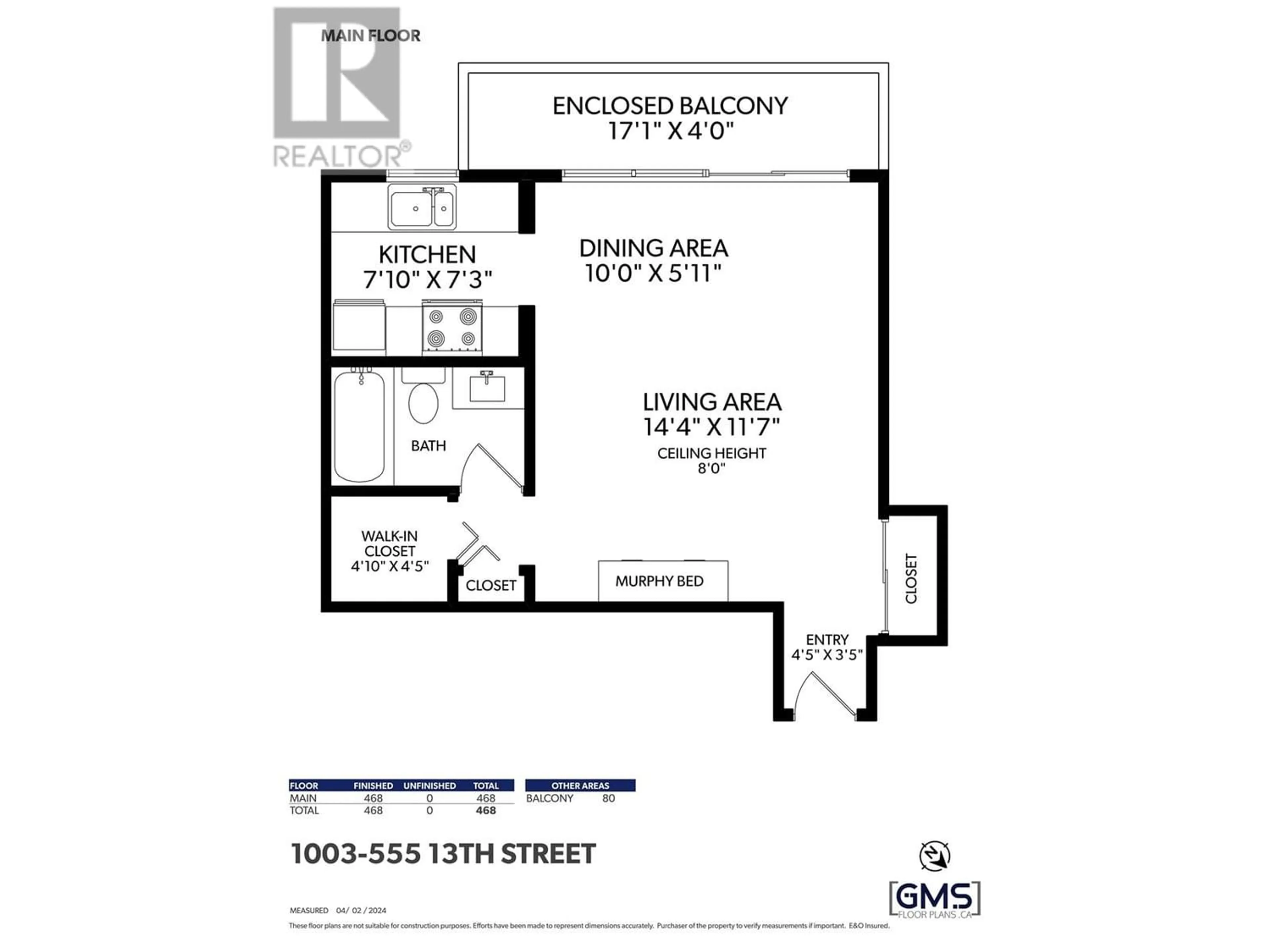 Floor plan for 1003 555 13TH STREET, West Vancouver British Columbia V7T2N8