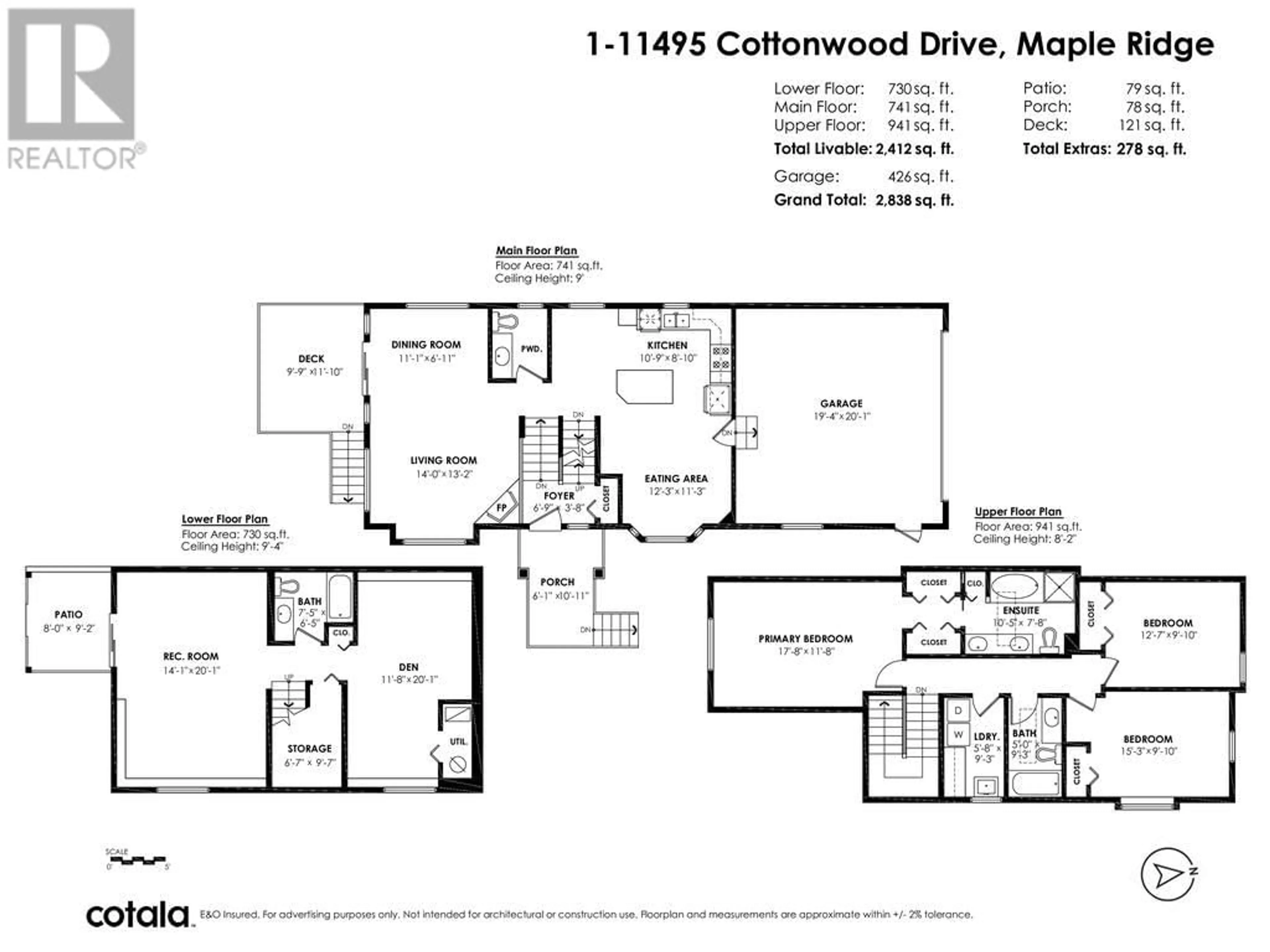 Floor plan for 1 11495 COTTONWOOD DRIVE, Maple Ridge British Columbia V2X6C8