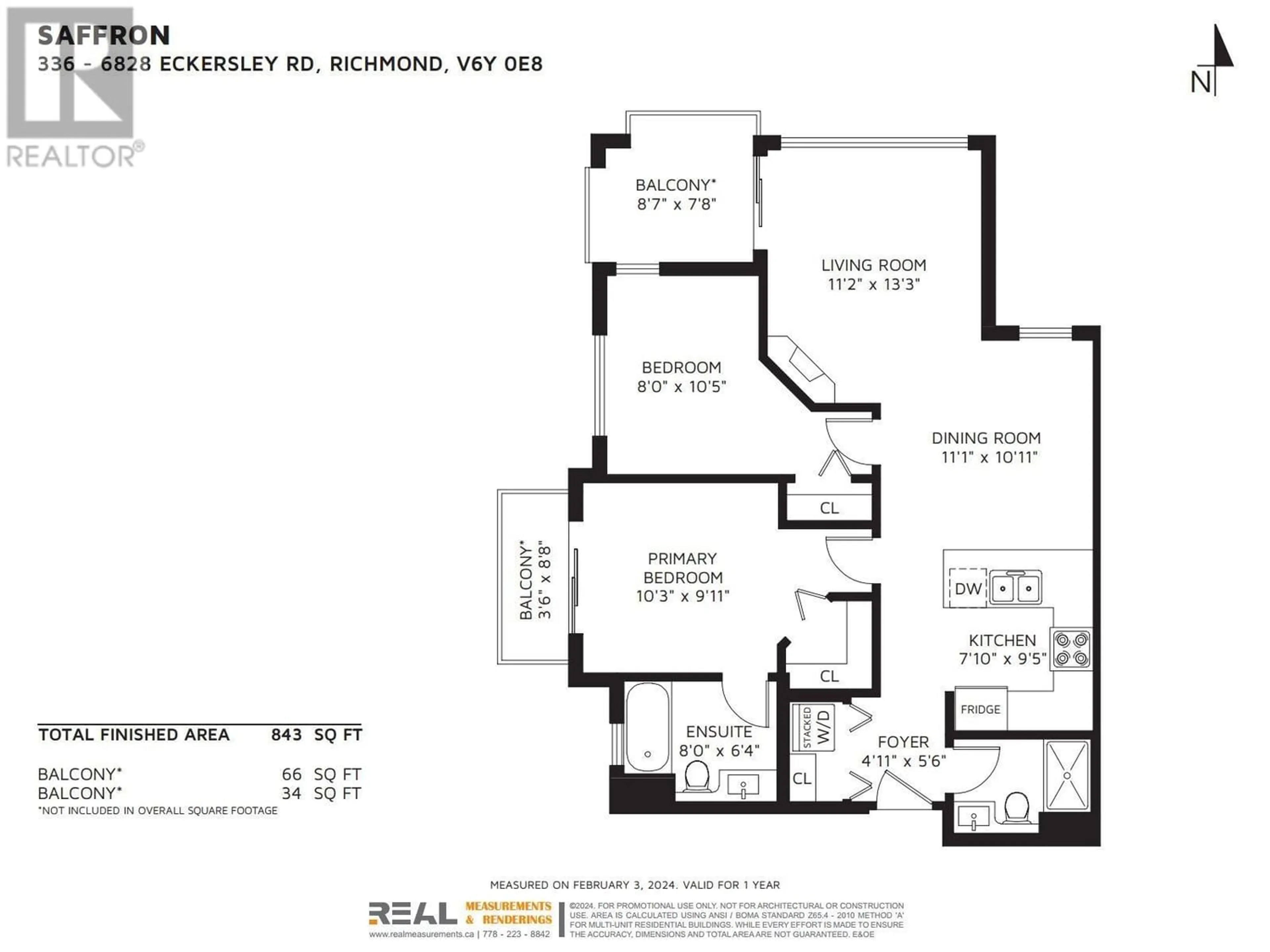 Floor plan for 336 6828 ECKERSLEY ROAD, Richmond British Columbia V6Y0E8