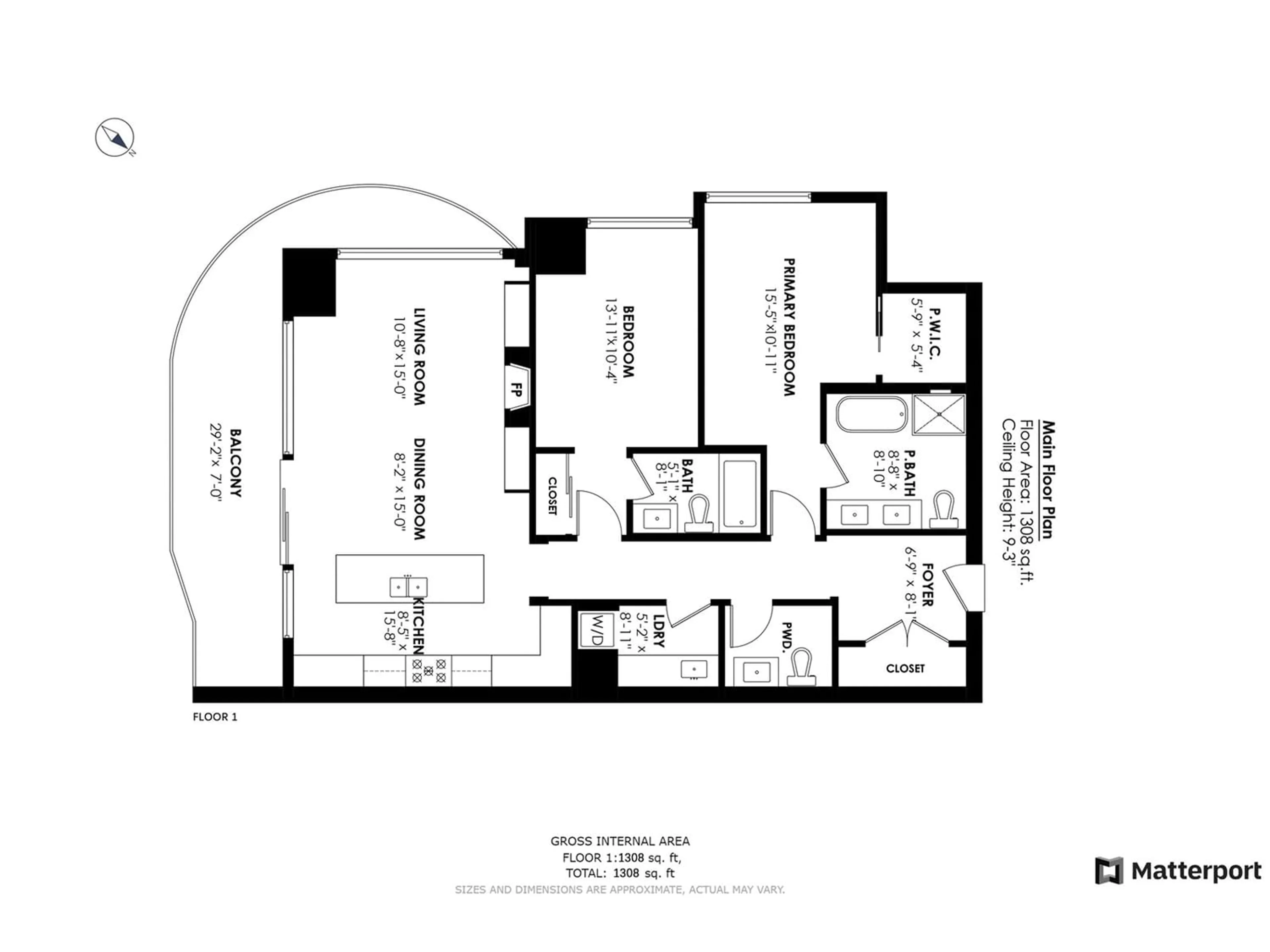 Floor plan for 1305 1501 FOSTER STREET, White Rock British Columbia V4B0C3