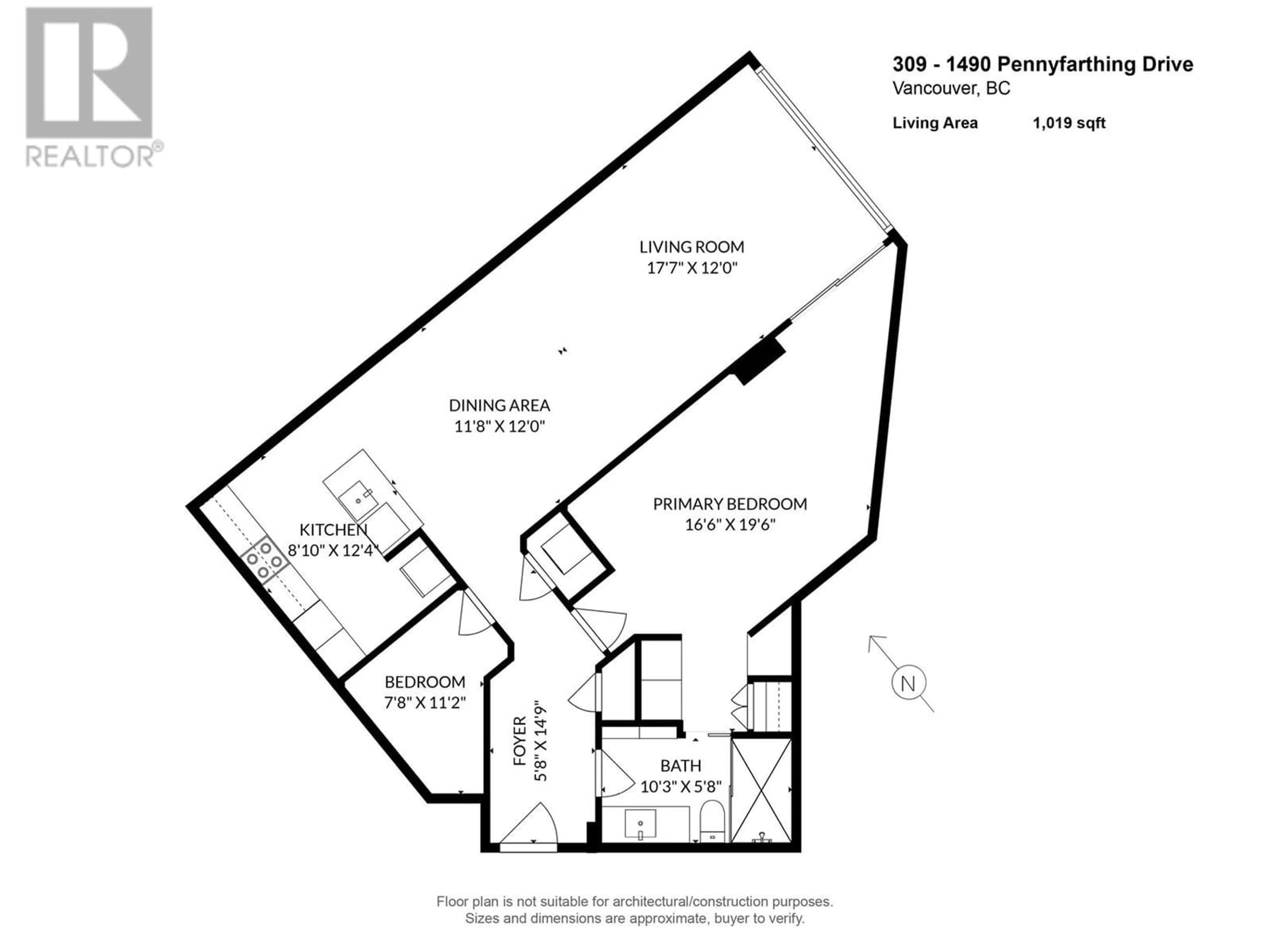 Floor plan for 309 1490 PENNYFARTHING DRIVE, Vancouver British Columbia V6J4Z3