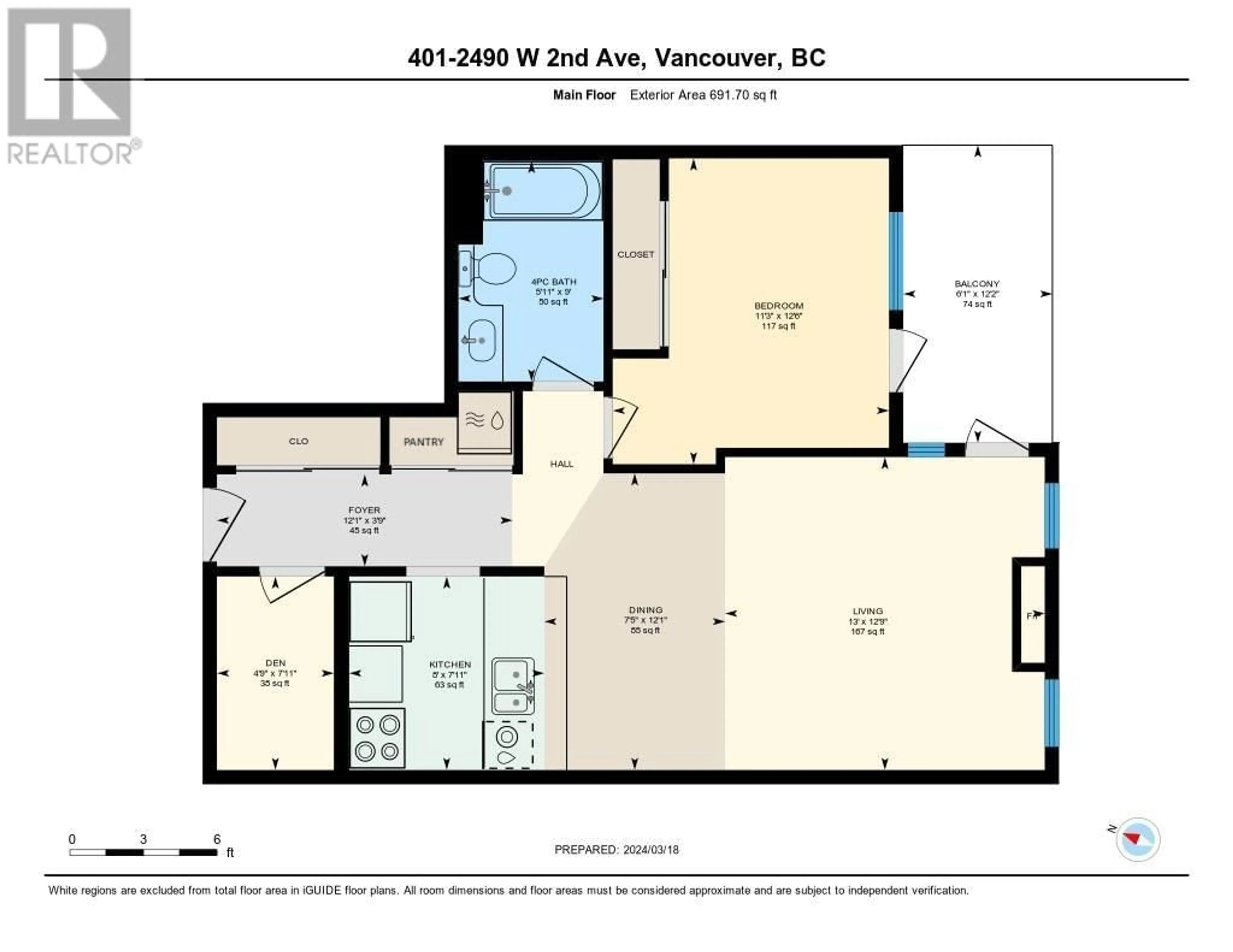 Floor plan for 401 2490 W 2ND AVENUE, Vancouver British Columbia V6K1J6