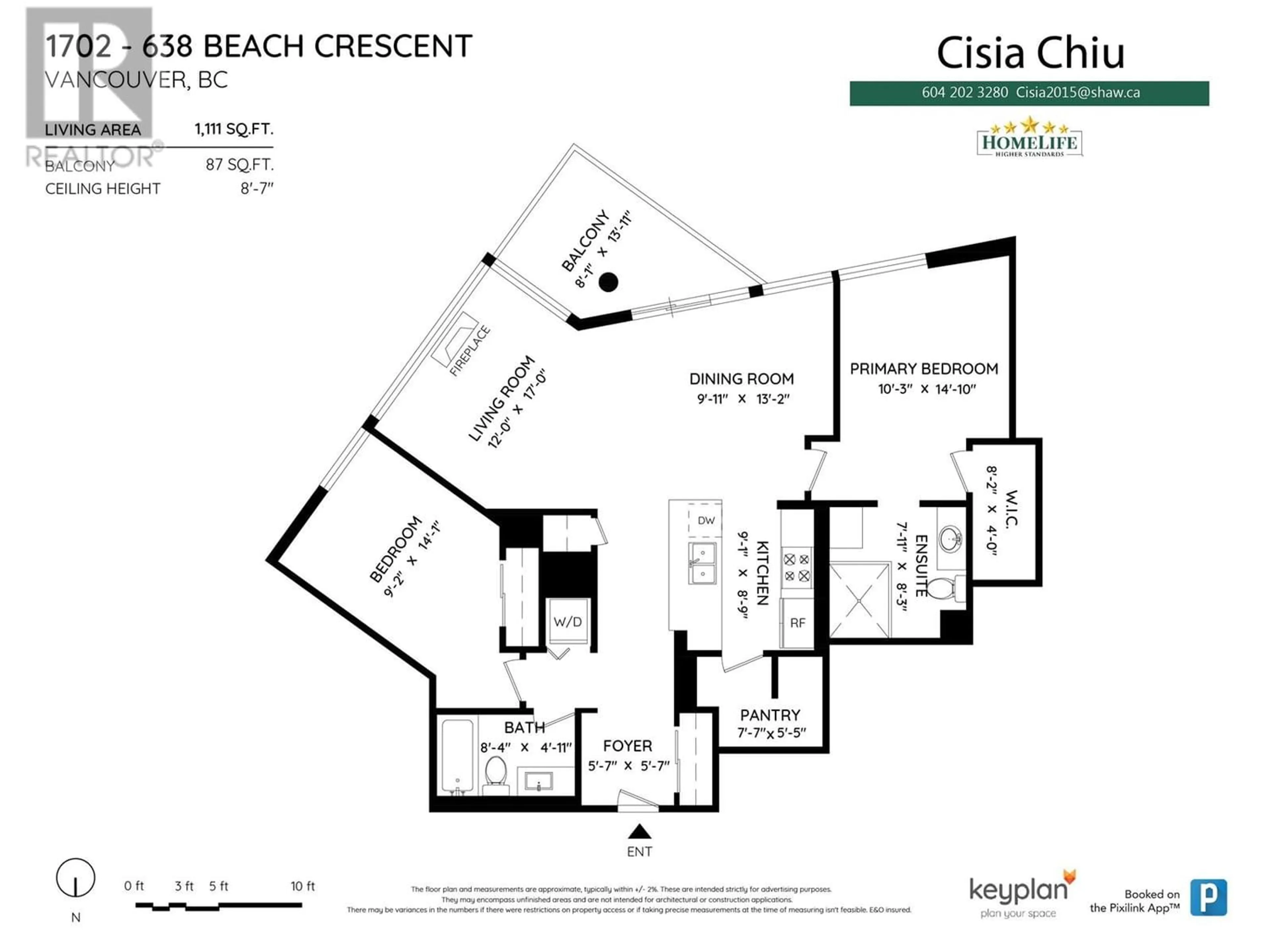 Floor plan for 1702 638 BEACH CRESCENT, Vancouver British Columbia V6Z3H4