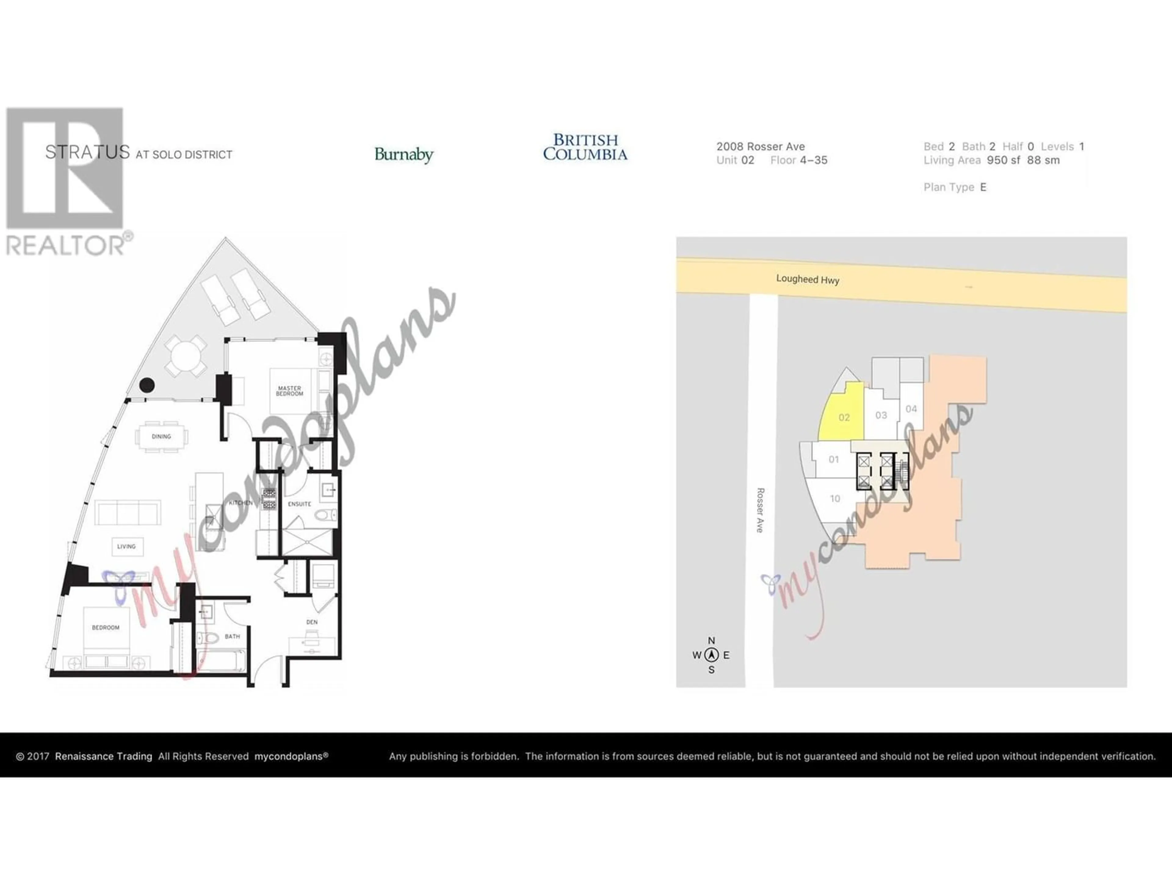 Floor plan for 1502 2008 ROSSER AVENUE, Burnaby British Columbia V5C0H8