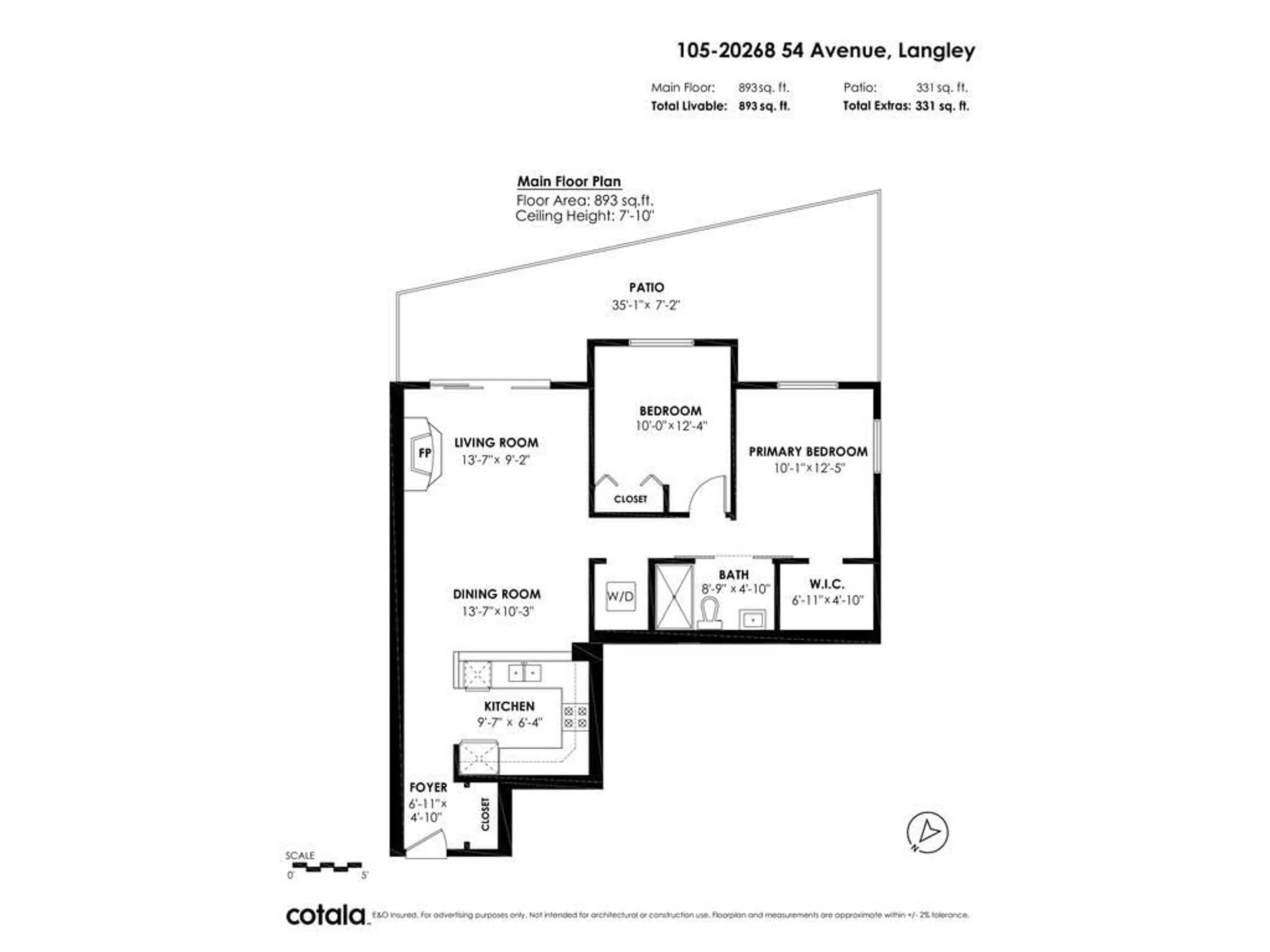Floor plan for 105 20268 54 AVENUE, Langley British Columbia V3A8R9