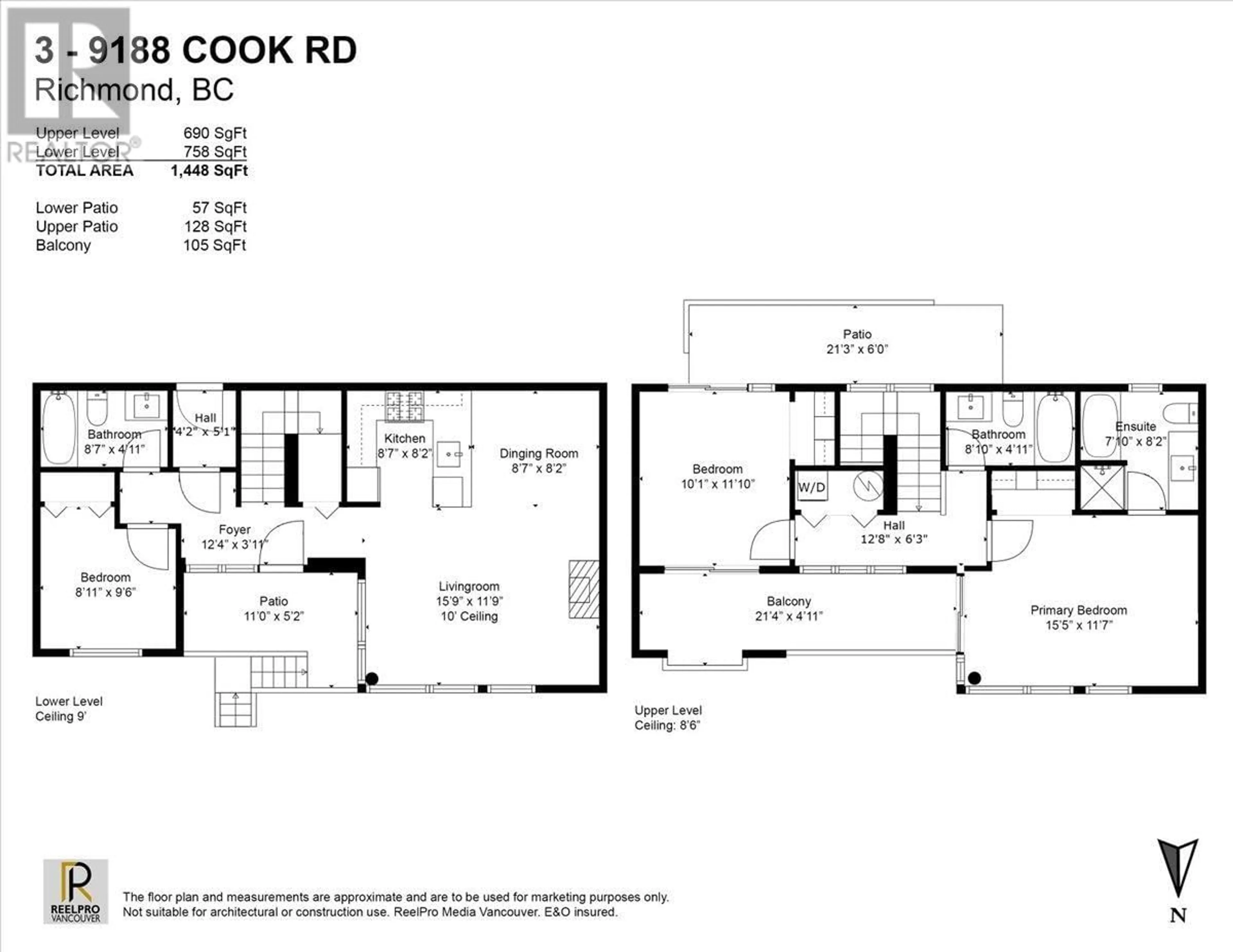 Floor plan for 3 9188 COOK ROAD, Richmond British Columbia V6Y4M1