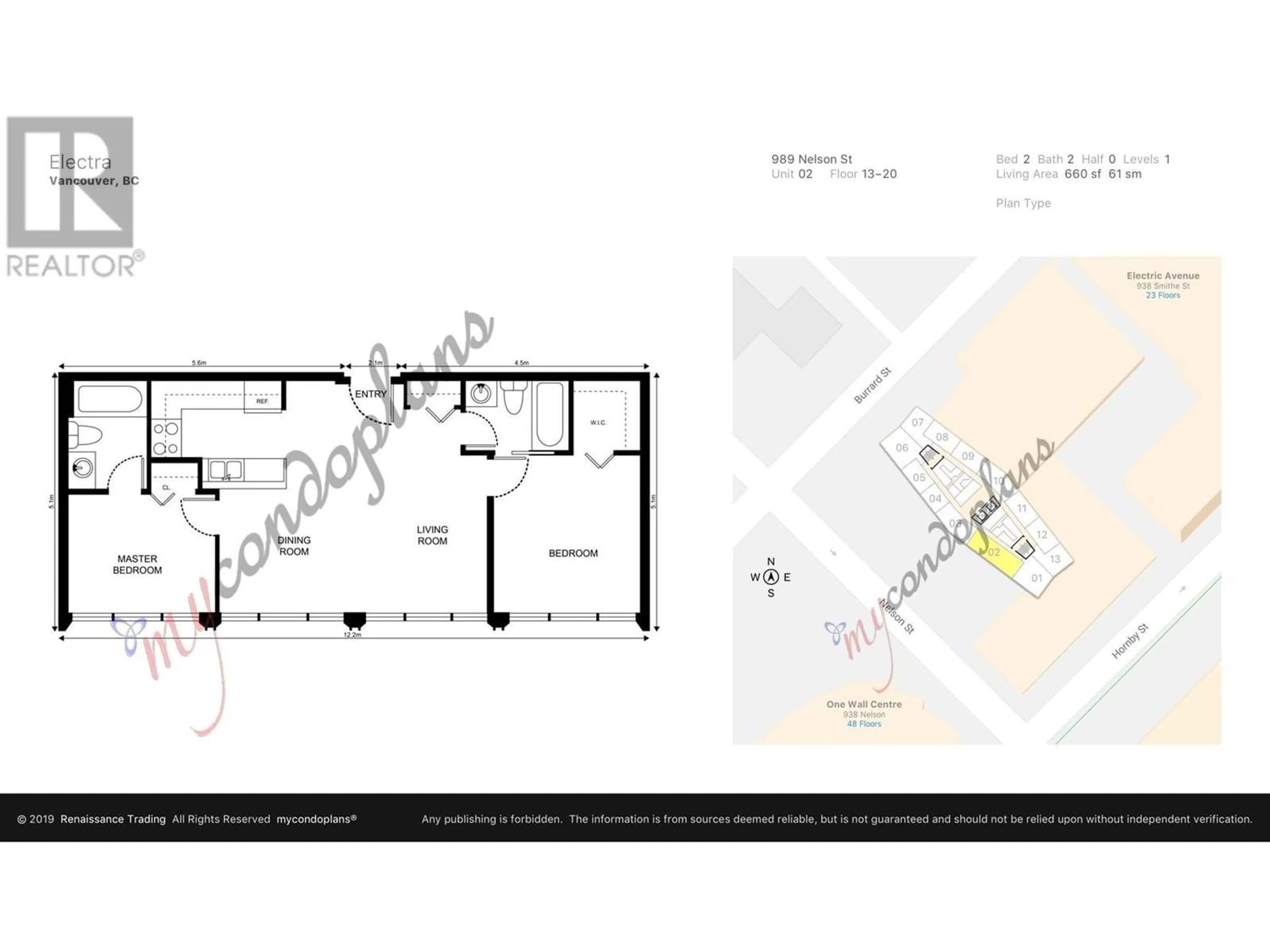 Floor plan for 1302 989 NELSON STREET, Vancouver British Columbia V6Z2S1