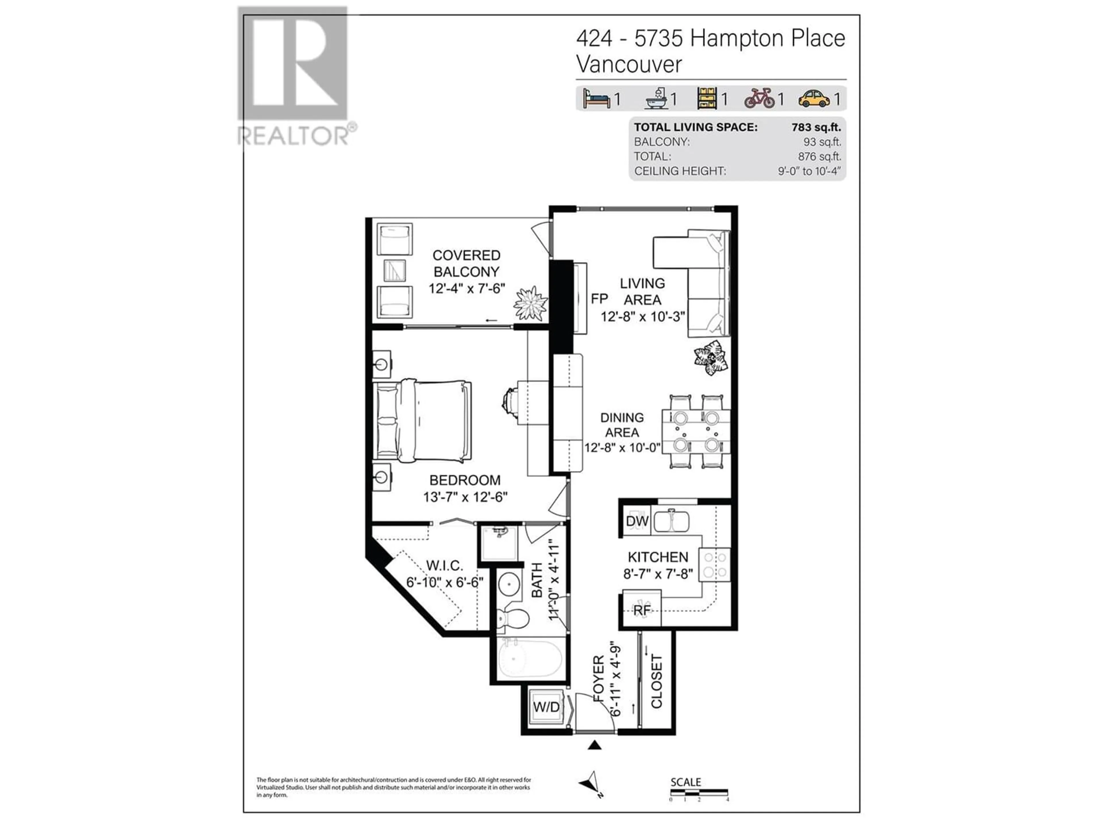Floor plan for 424 5735 HAMPTON PLACE, Vancouver British Columbia V6T2G8