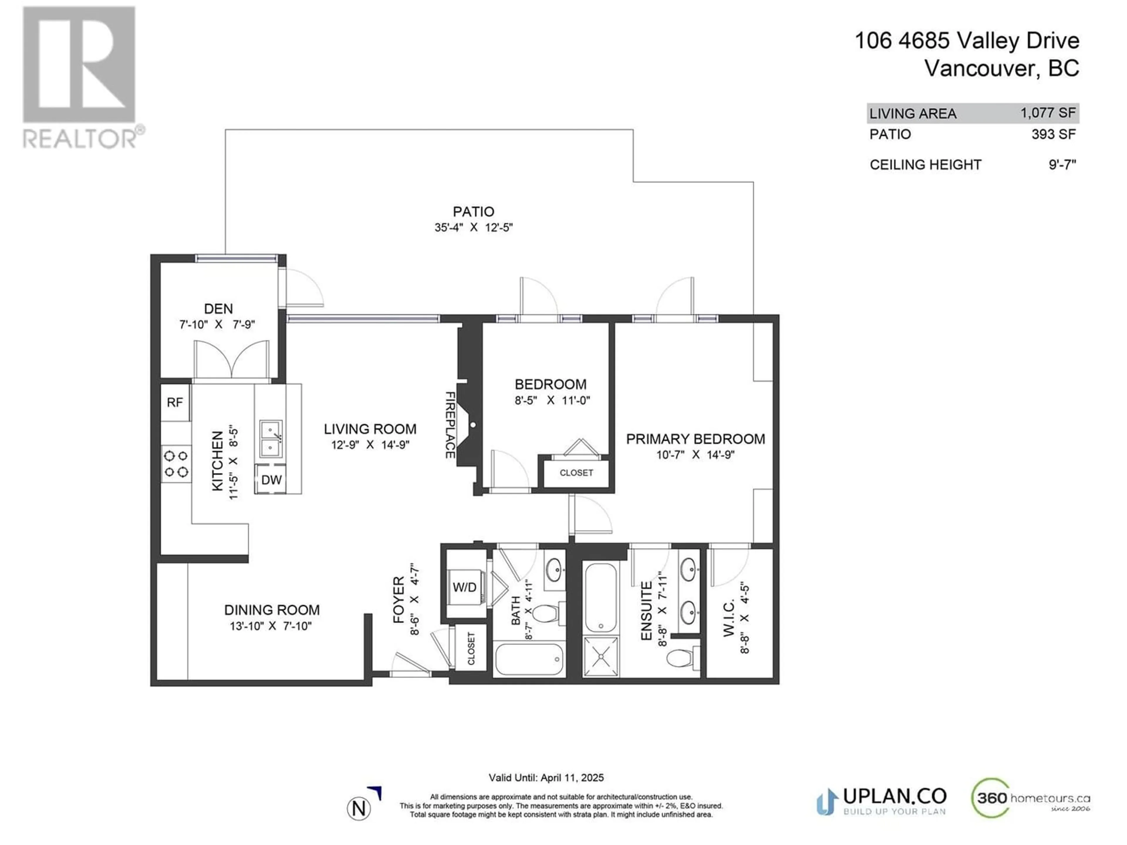 Floor plan for 106 4685 VALLEY DRIVE, Vancouver British Columbia V6J5M2