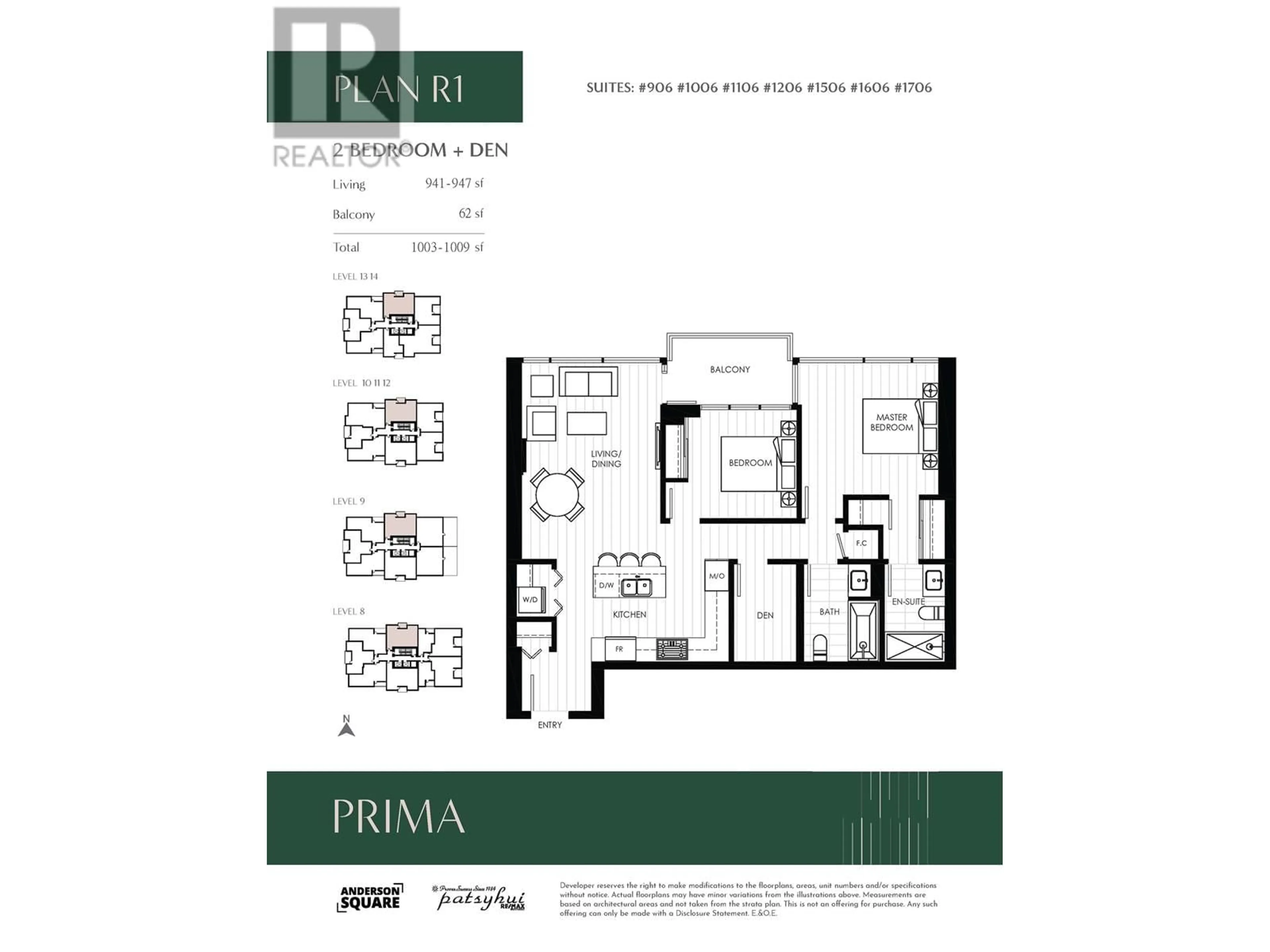 Floor plan for 906 - 6833 BUSWELL STREET, Richmond British Columbia V6Y0L3