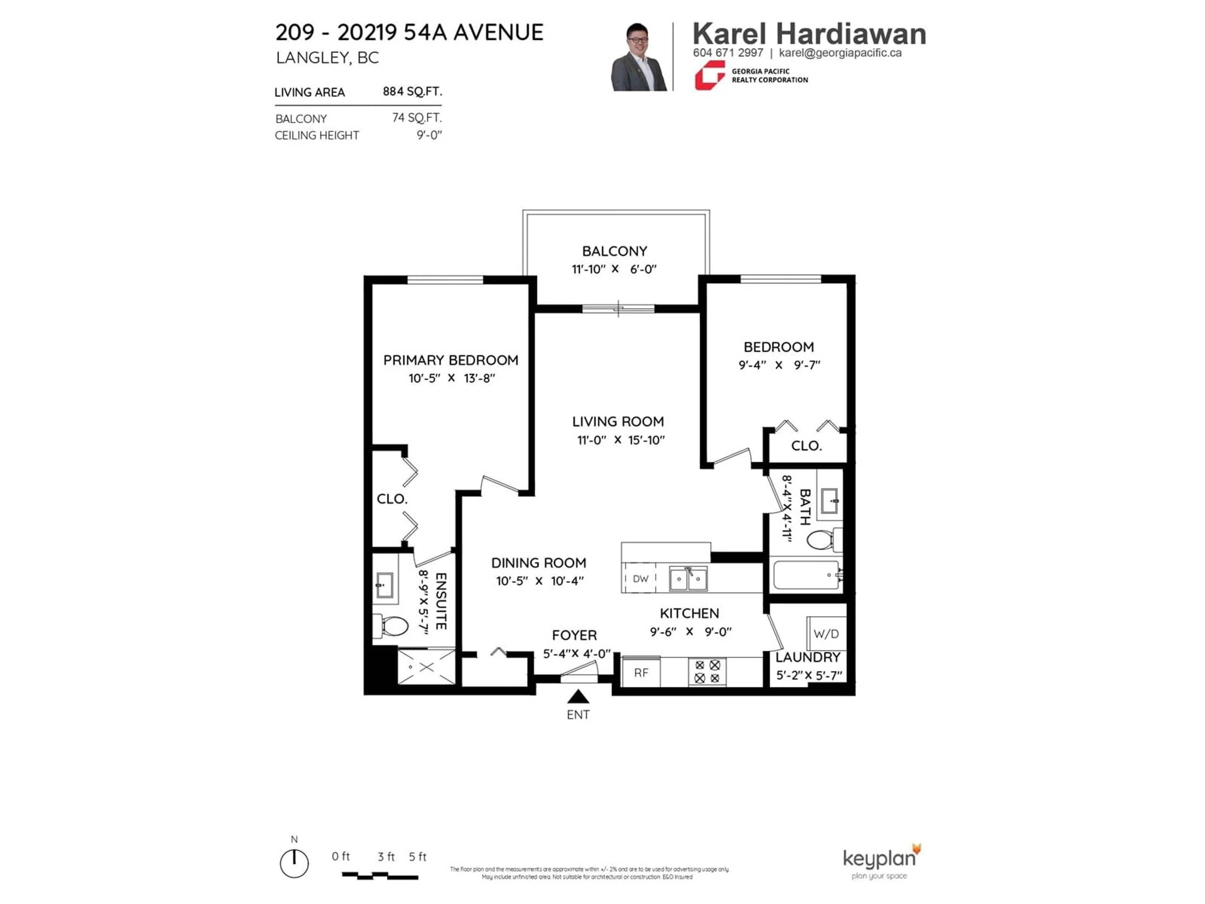 Floor plan for 209 - 20219 54A, Langley British Columbia V3A0C7