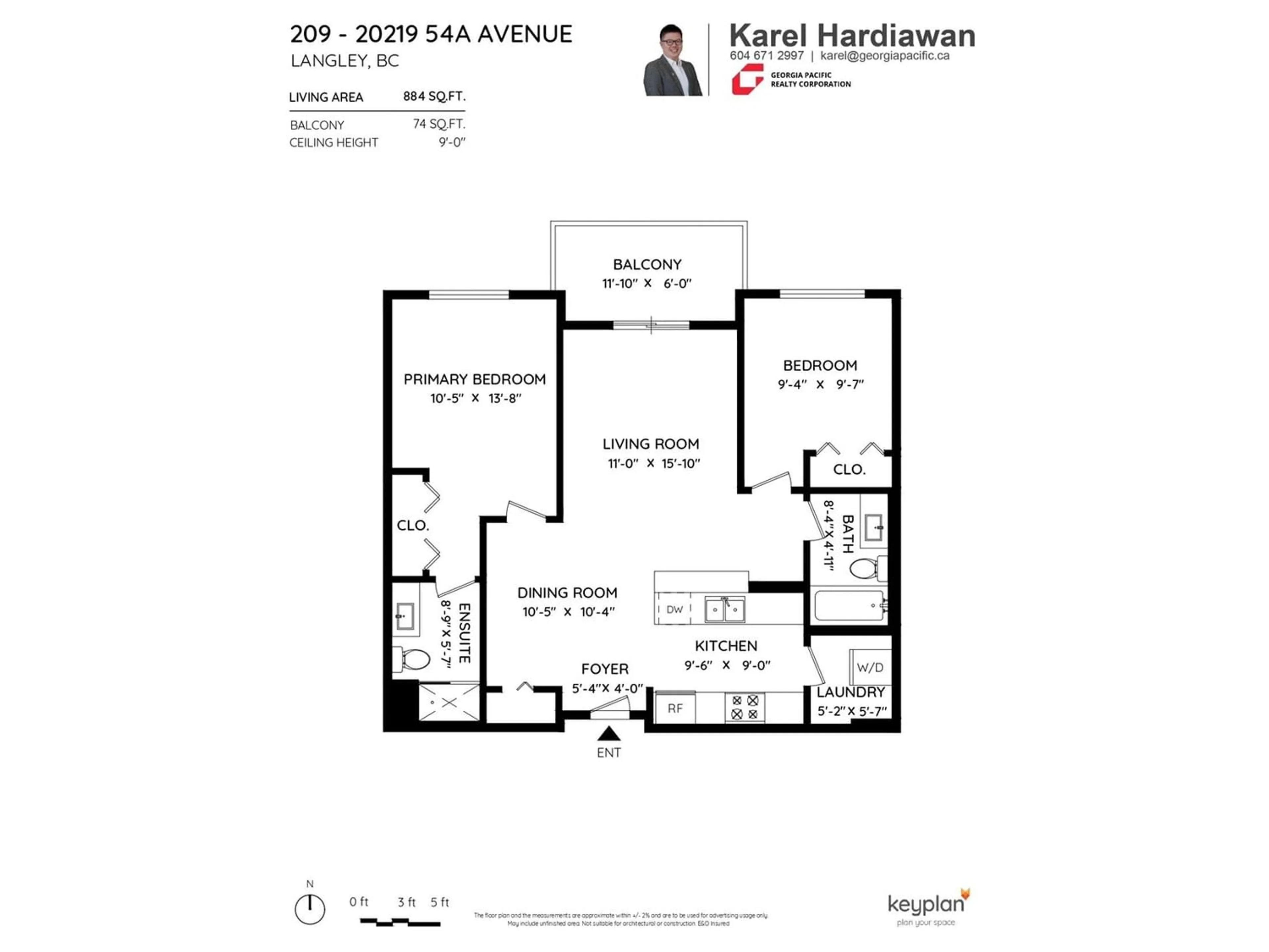 Floor plan for 209 20219 54A AVENUE, Langley British Columbia V3A0C7