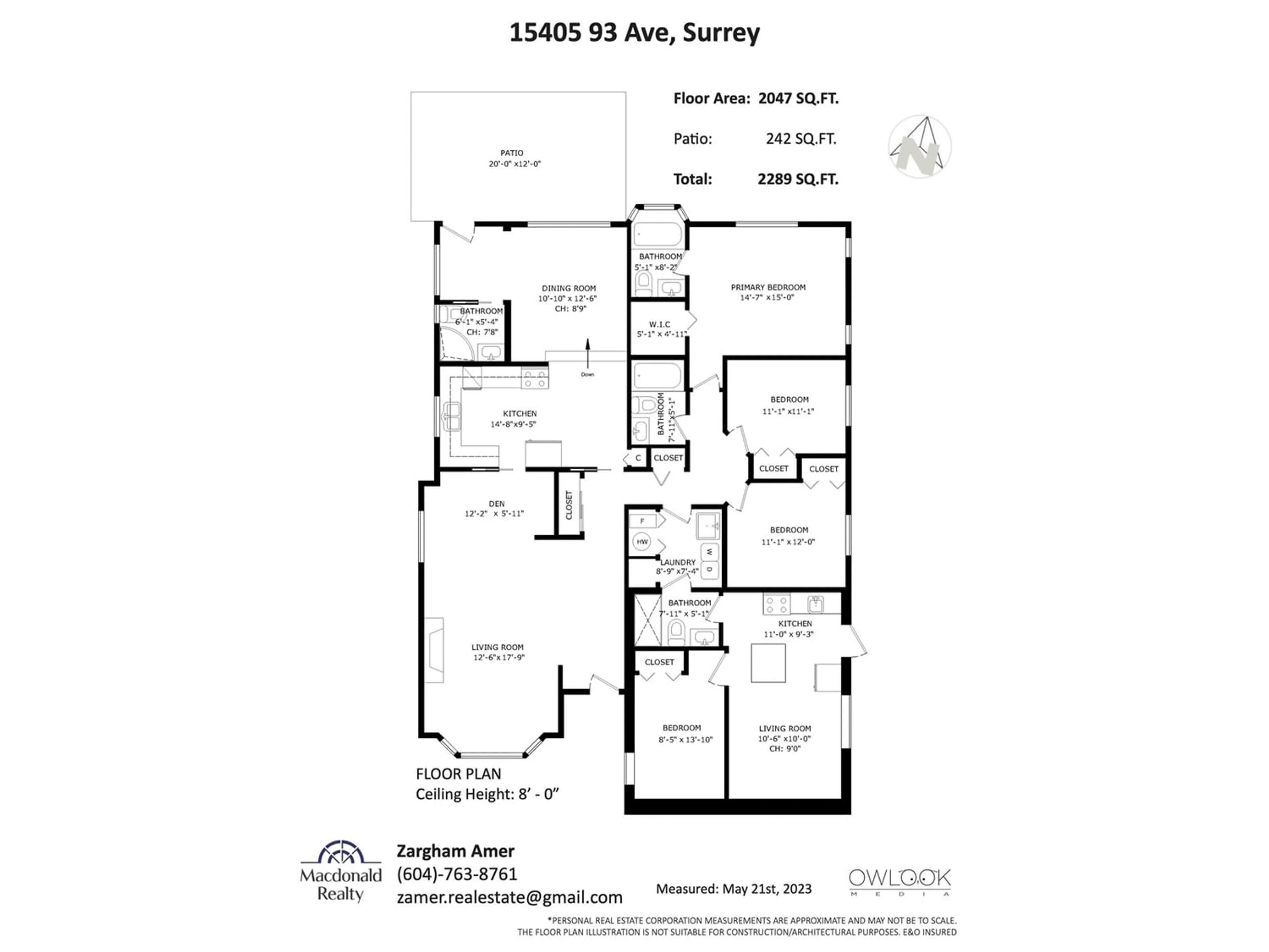 Floor plan for 15405 93 AVENUE, Surrey British Columbia V3R9B5