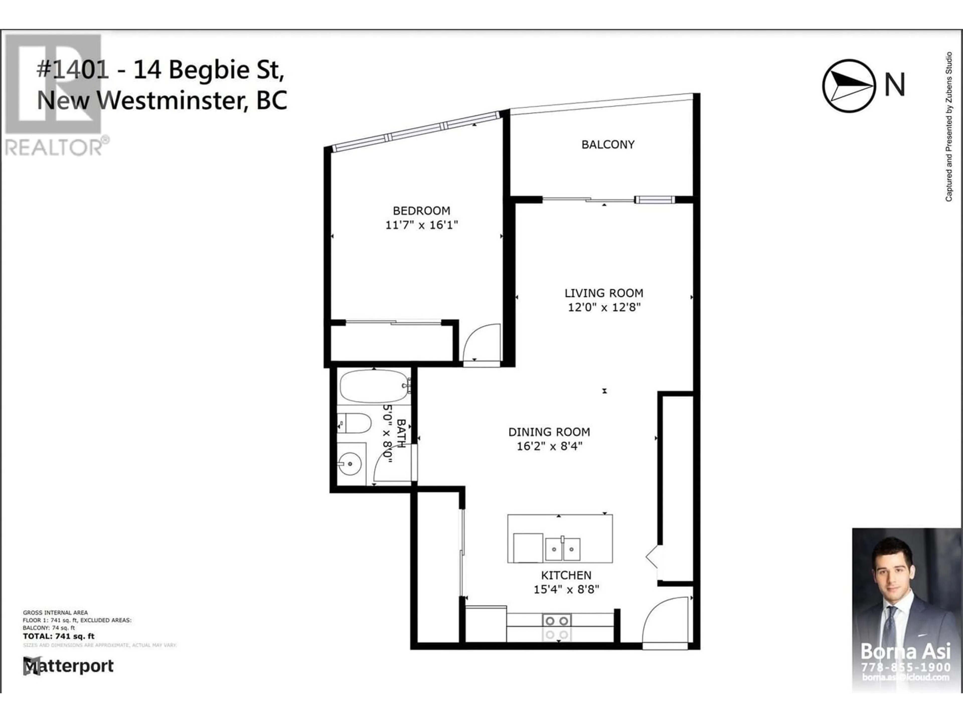 Floor plan for 1401 14 BEGBIE STREET, New Westminster British Columbia V3M0C4