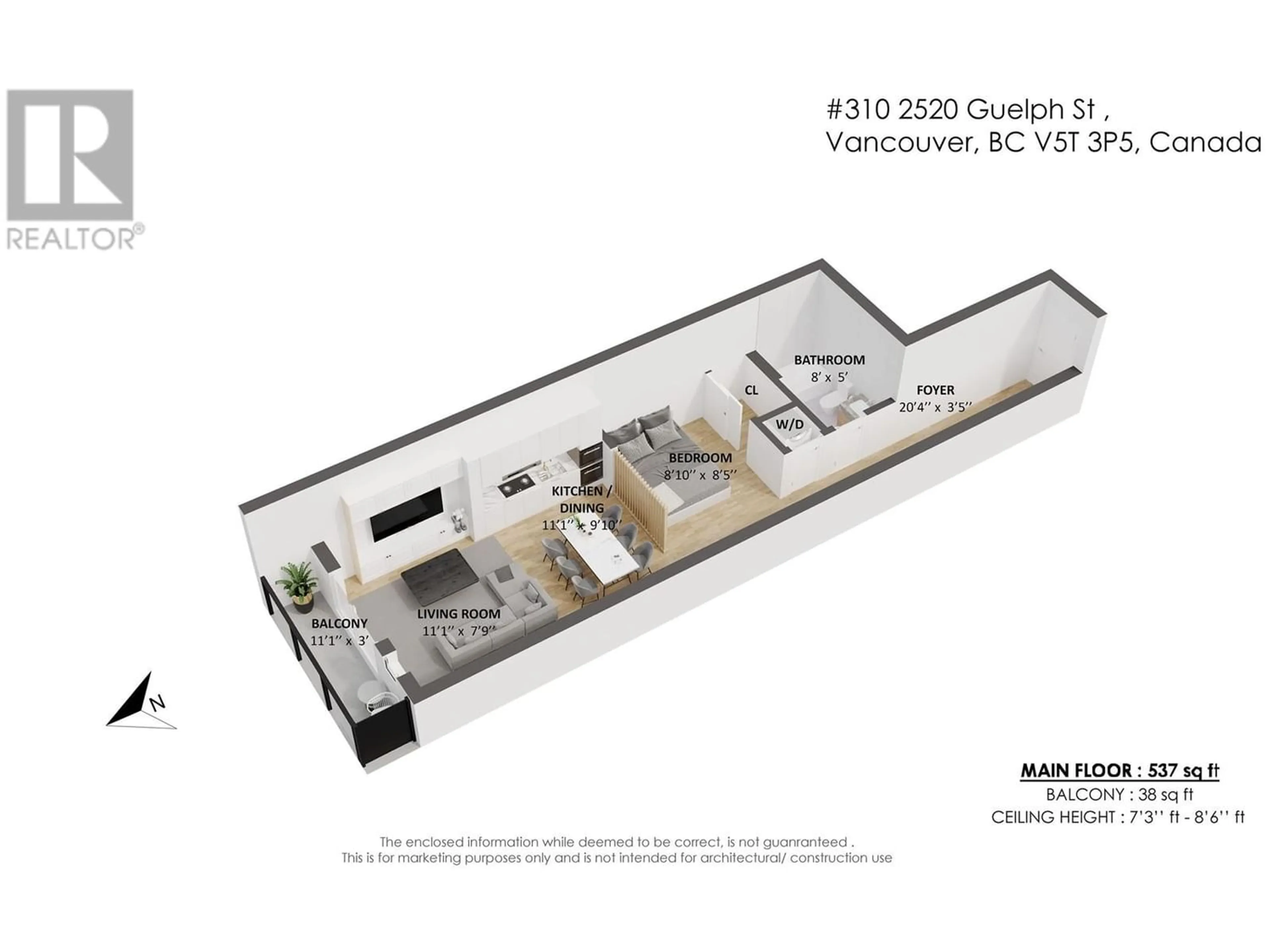 Floor plan for 310 2520 GUELPH STREET, Vancouver British Columbia V5T0K7