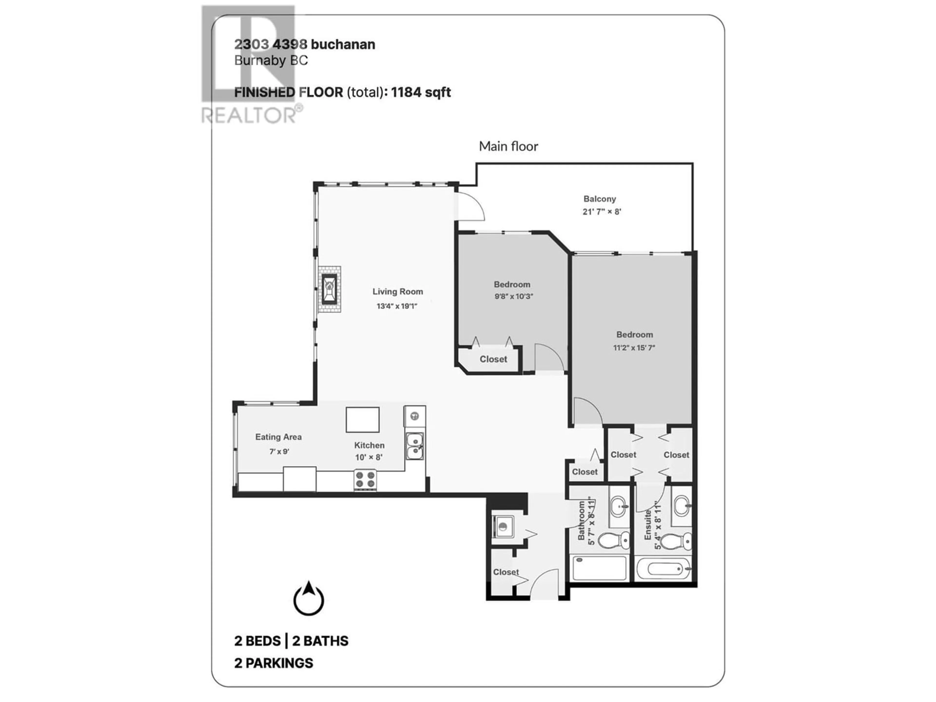 Floor plan for 2303 4398 BUCHANAN STREET, Burnaby British Columbia V5C6R7