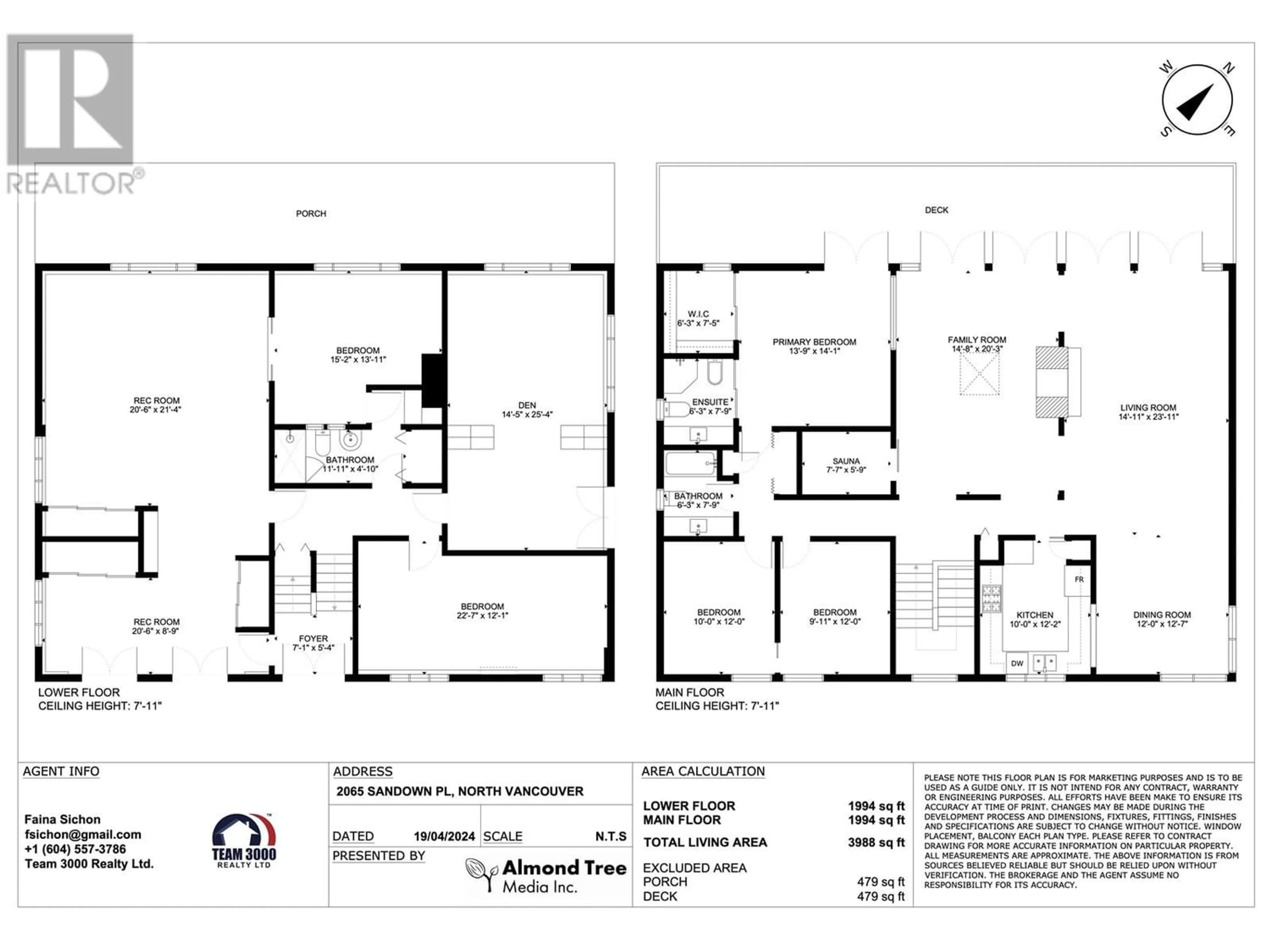 Floor plan for 2065 SANDOWN PLACE, North Vancouver British Columbia V7P3H7