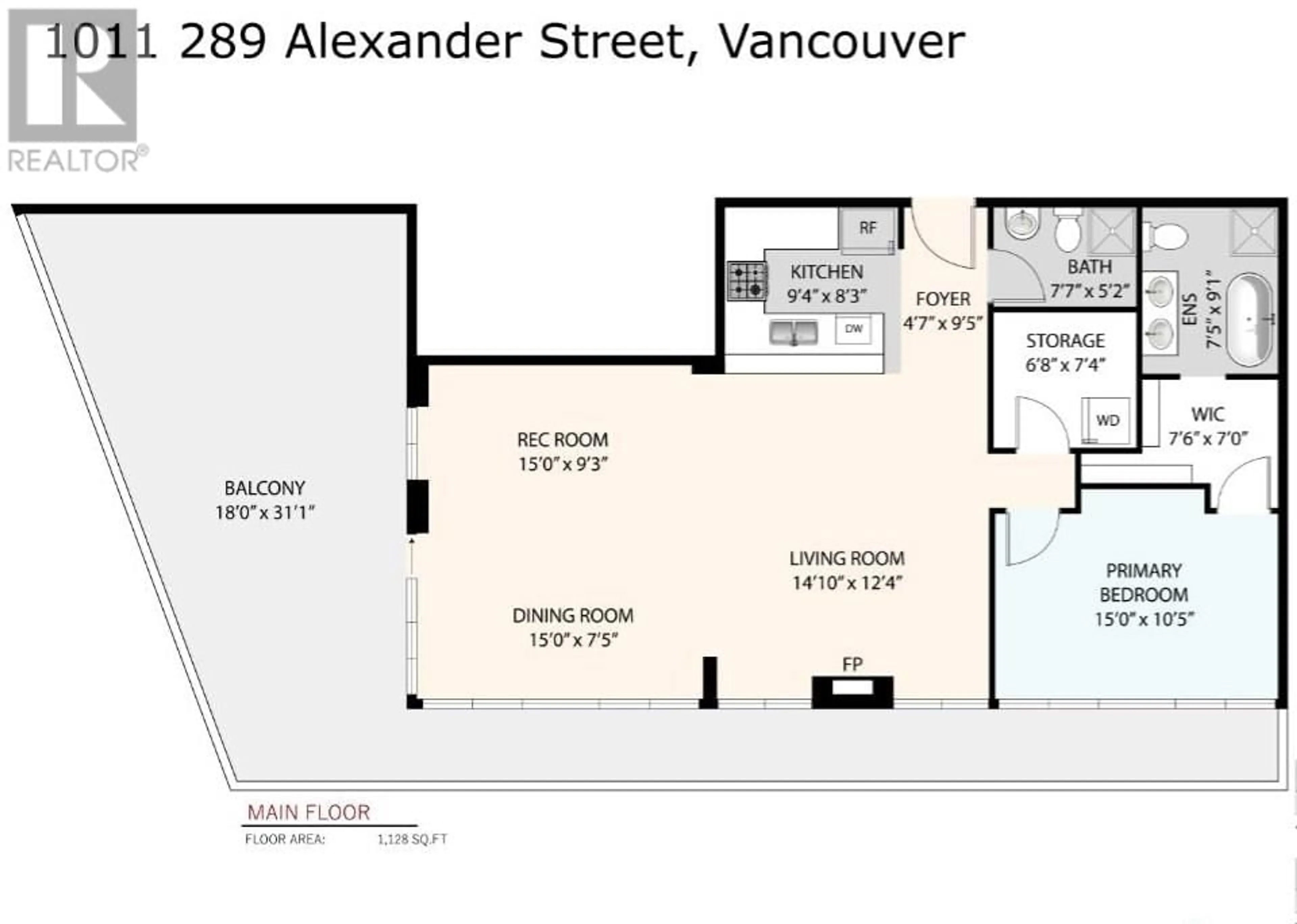 Floor plan for 1011 289 ALEXANDER STREET, Vancouver British Columbia V6A4H6