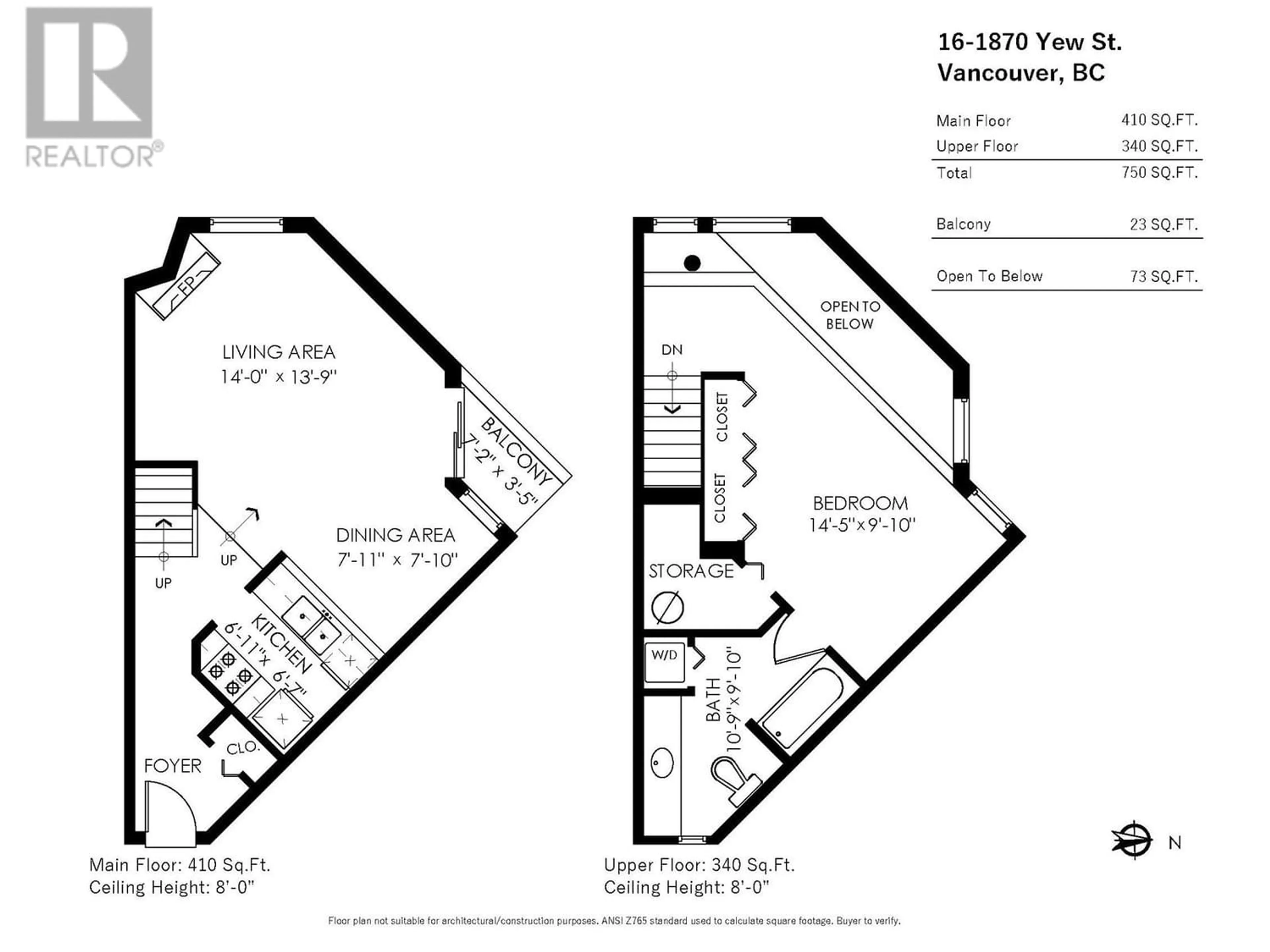 Floor plan for 16 1870 YEW STREET, Vancouver British Columbia V6K3G2