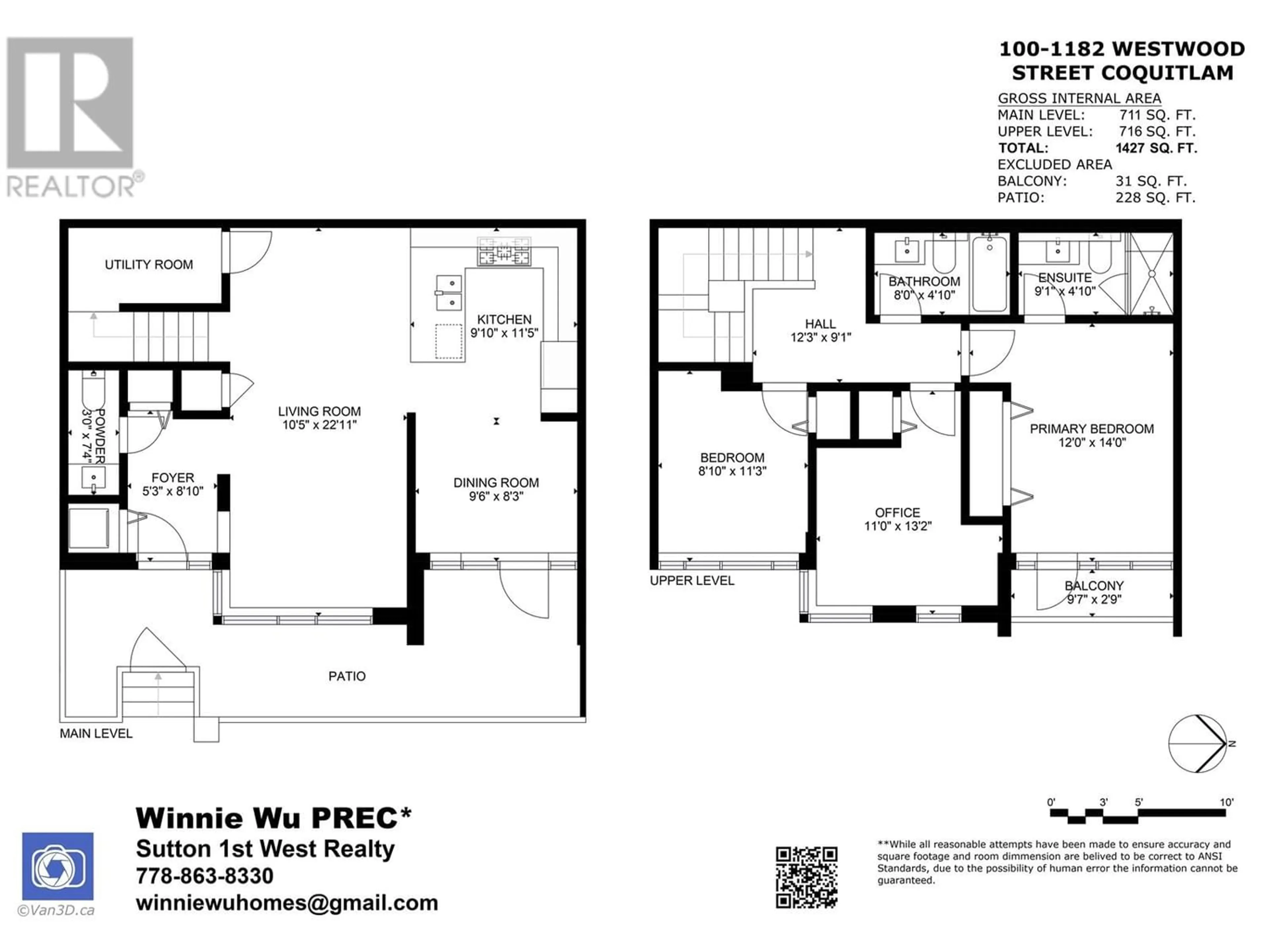 Floor plan for 100 1182 WESTWOOD STREET, Coquitlam British Columbia V3B0T9