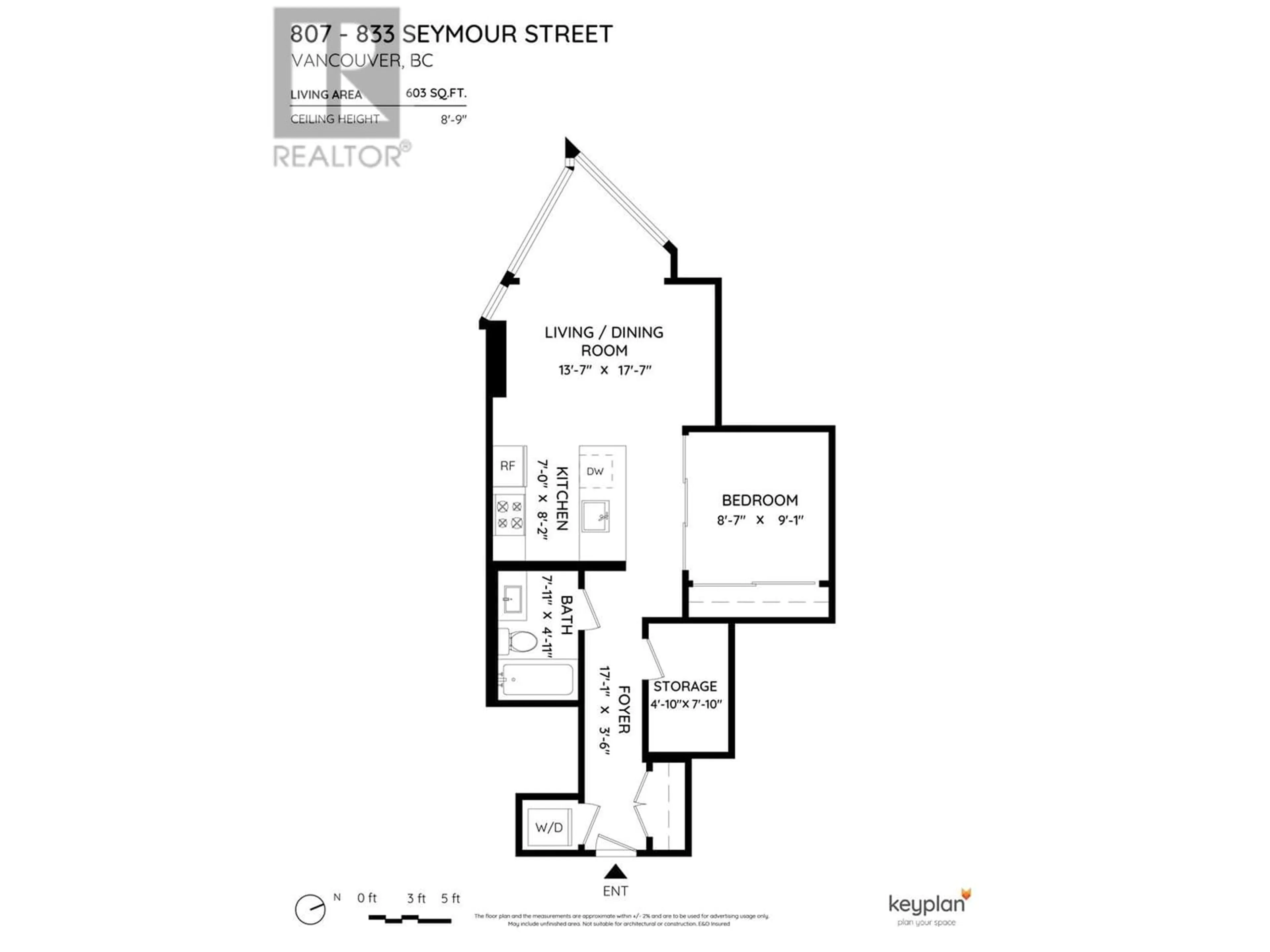 Floor plan for 807 833 SEYMOUR STREET, Vancouver British Columbia V6B0G4