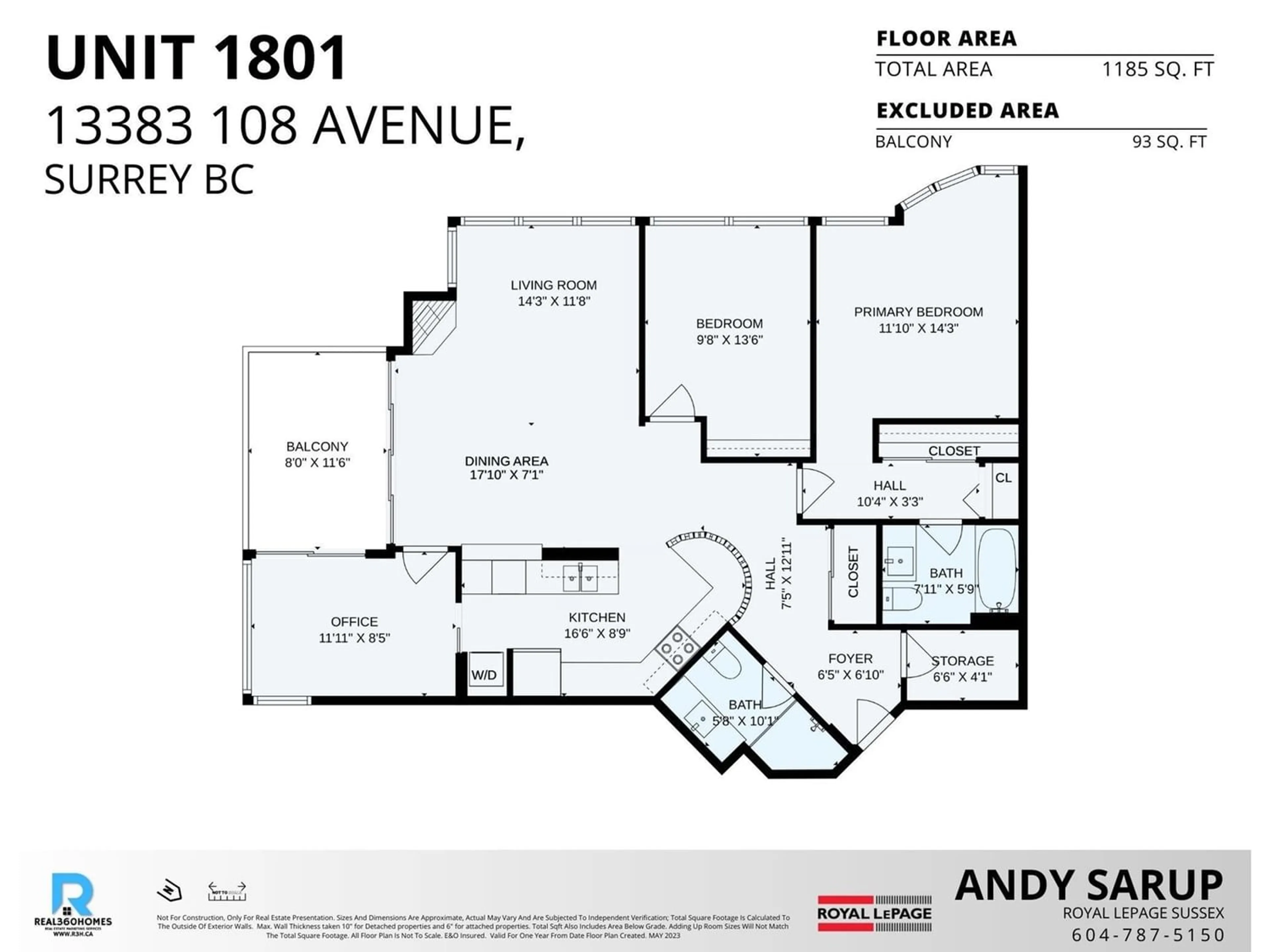 Floor plan for 1801 13383 108 AVENUE, Surrey British Columbia V3T5T6