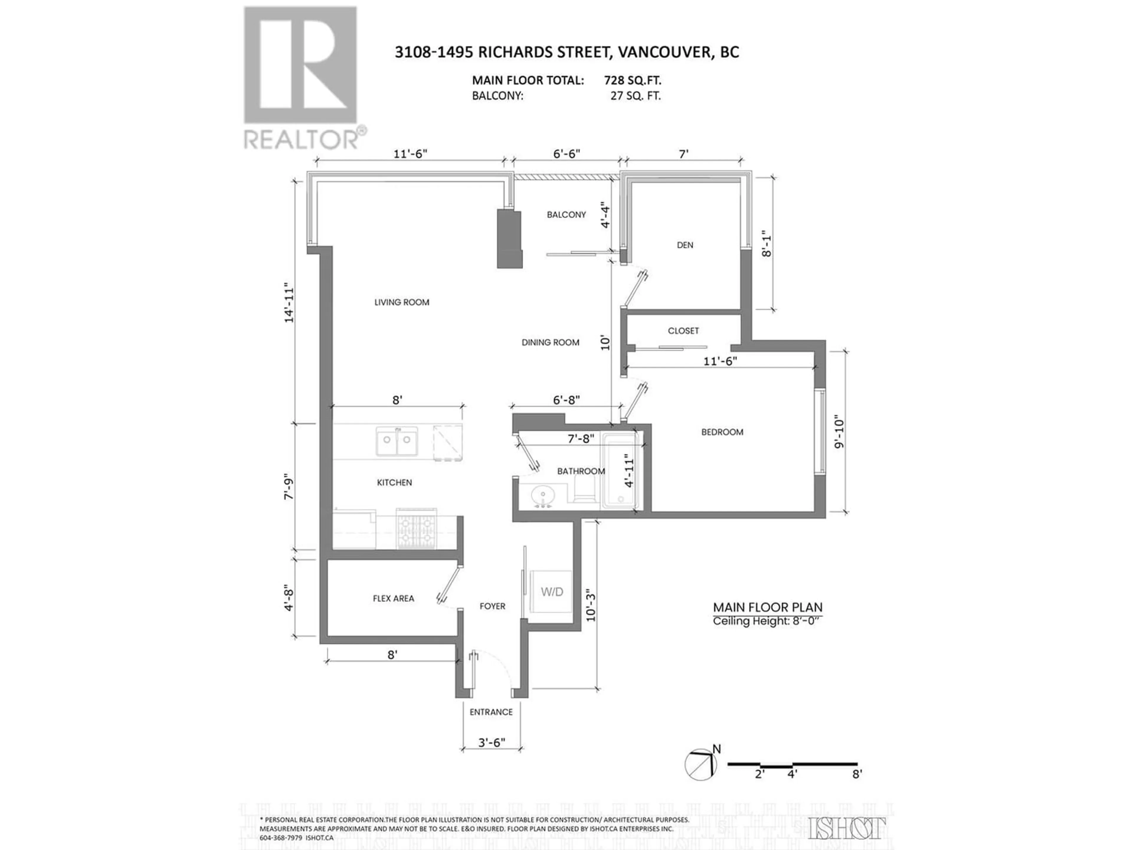 Floor plan for 3108 1495 RICHARDS STREET, Vancouver British Columbia V6Z3E3