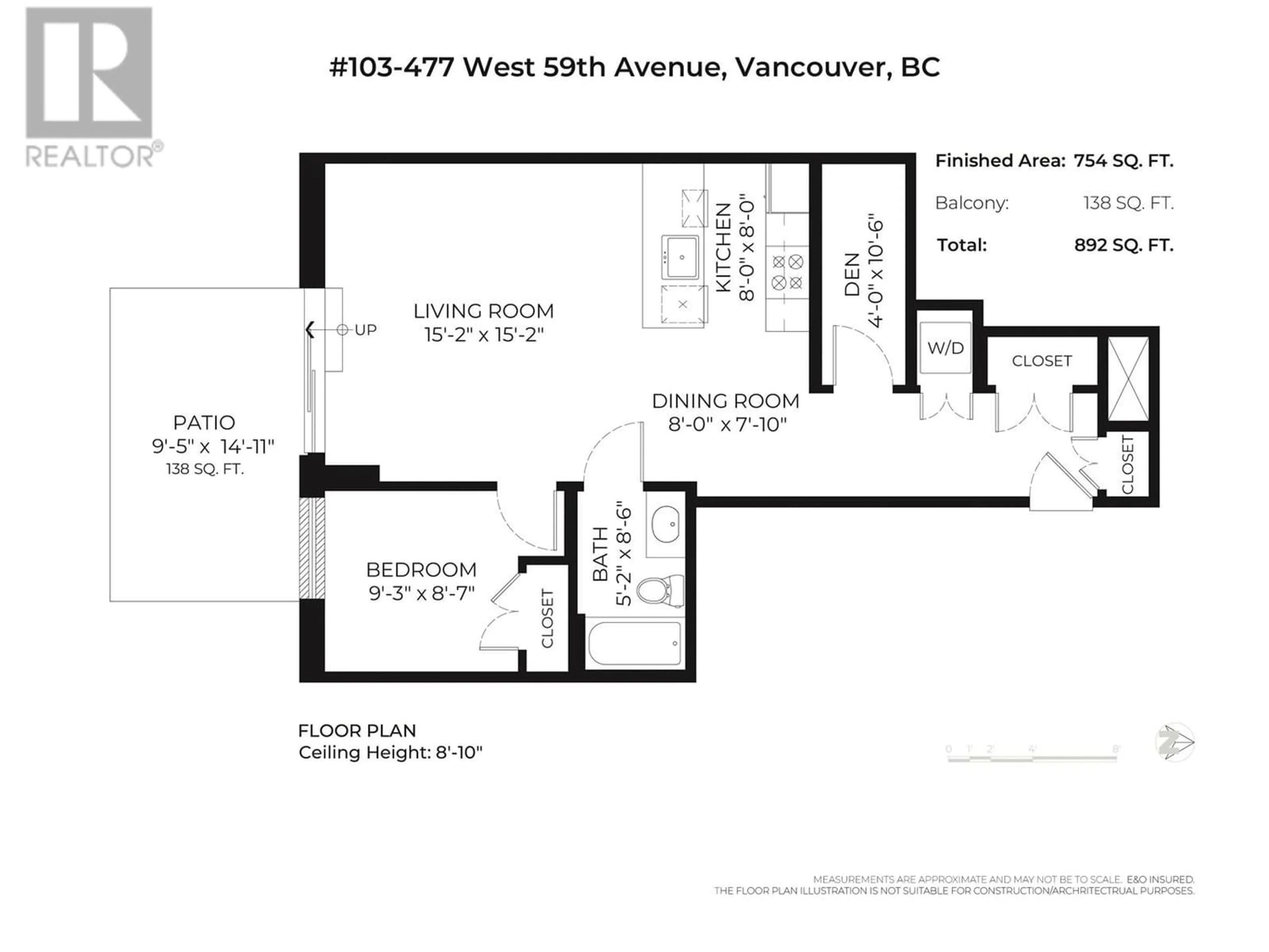 Floor plan for 103 477 W 59 TH AVENUE, Vancouver British Columbia V5X1X4